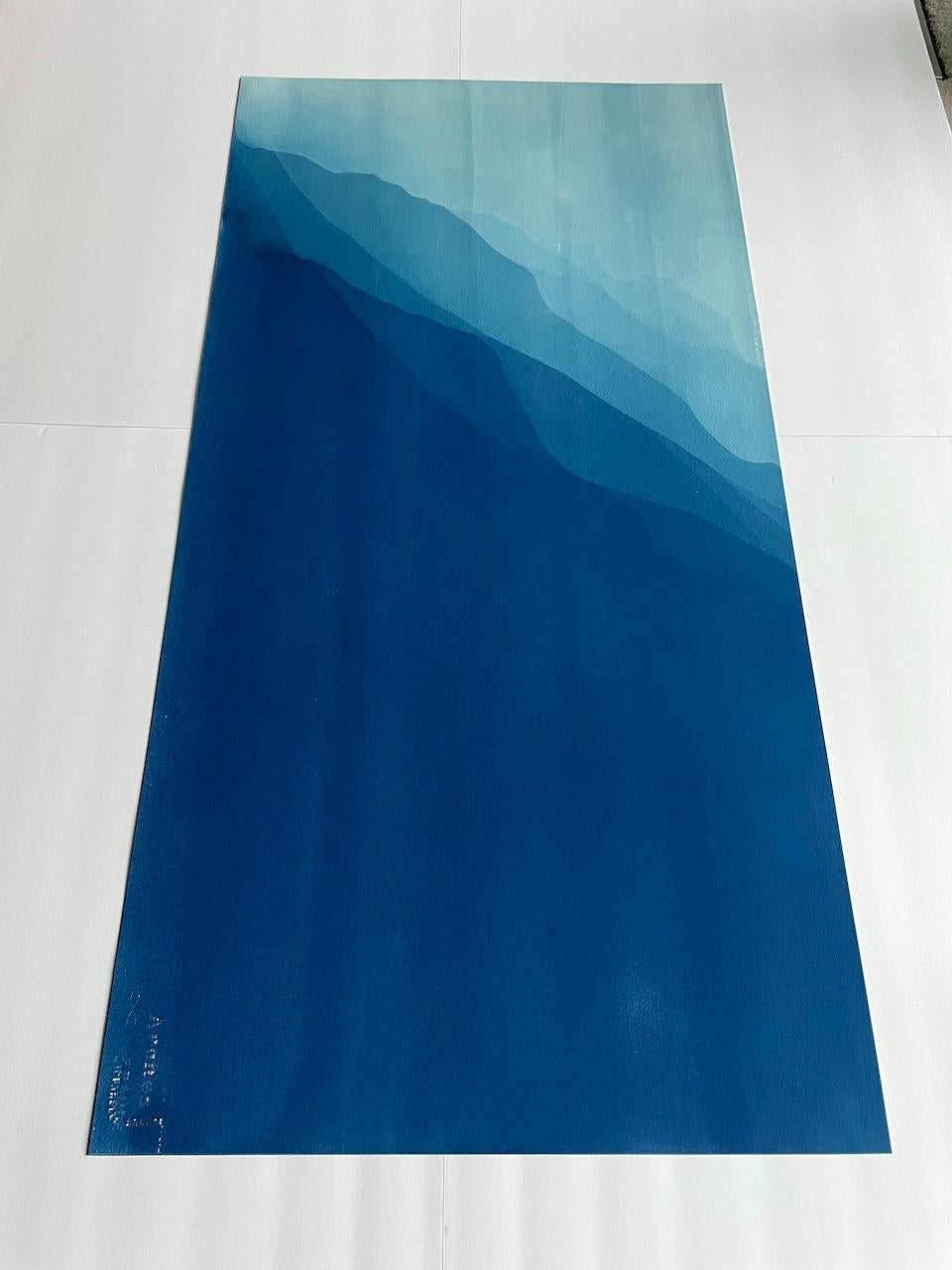 Sea Cliffs 6 (Hand-printed 40 x 20 inch abstract cyanotype) - Abstract Photograph by Christine So