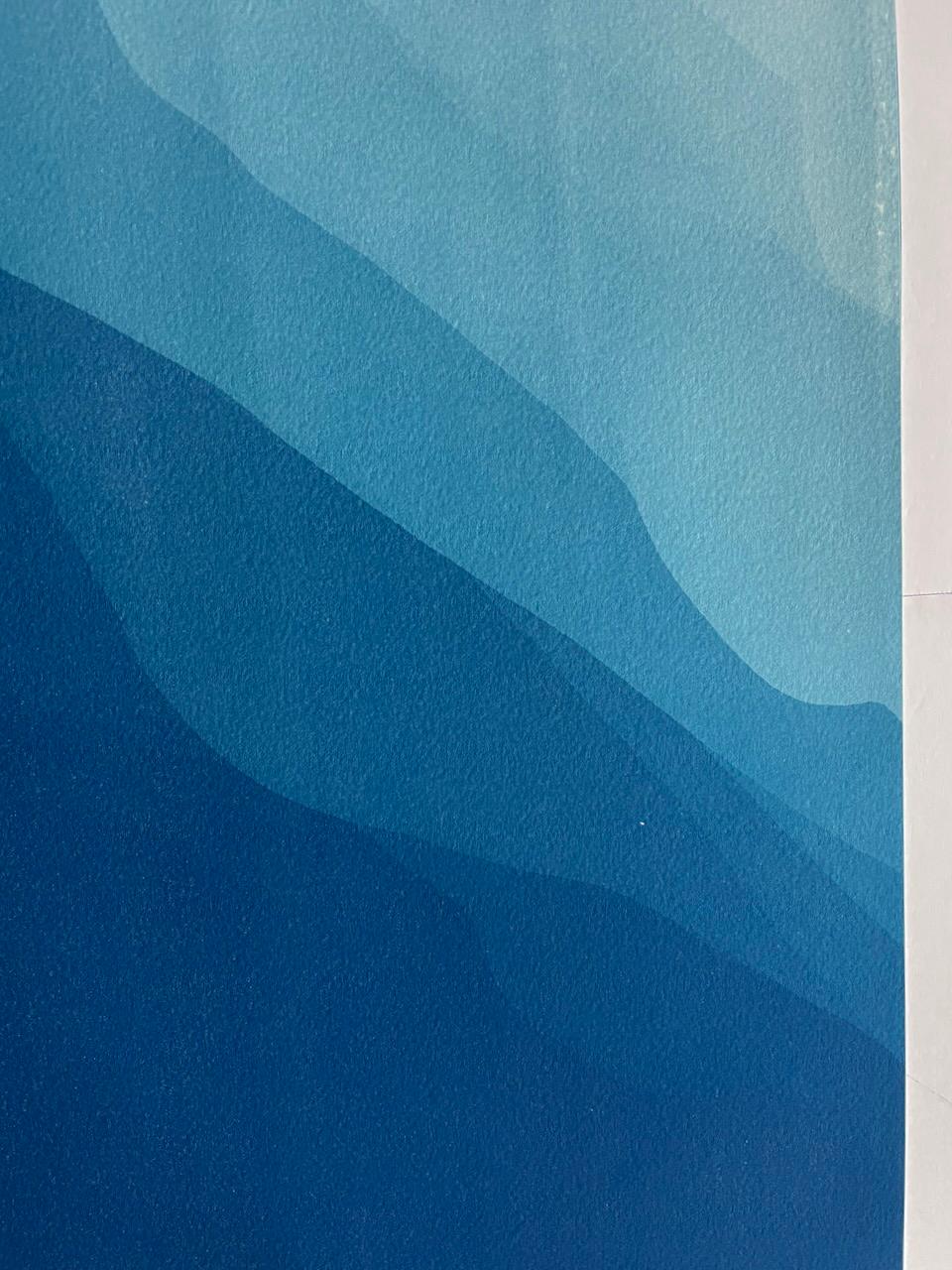 Sea Cliffs 6 (Handgedruckte abstrakte Cyanotypie von 40 x 20 Zoll) im Angebot 1