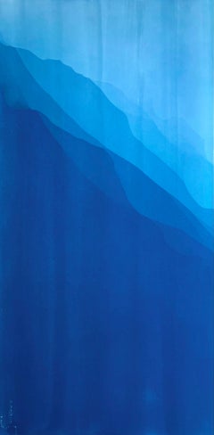 Sea Cliffs 6 (Hand-printed 40 x 20 inch abstract cyanotype)