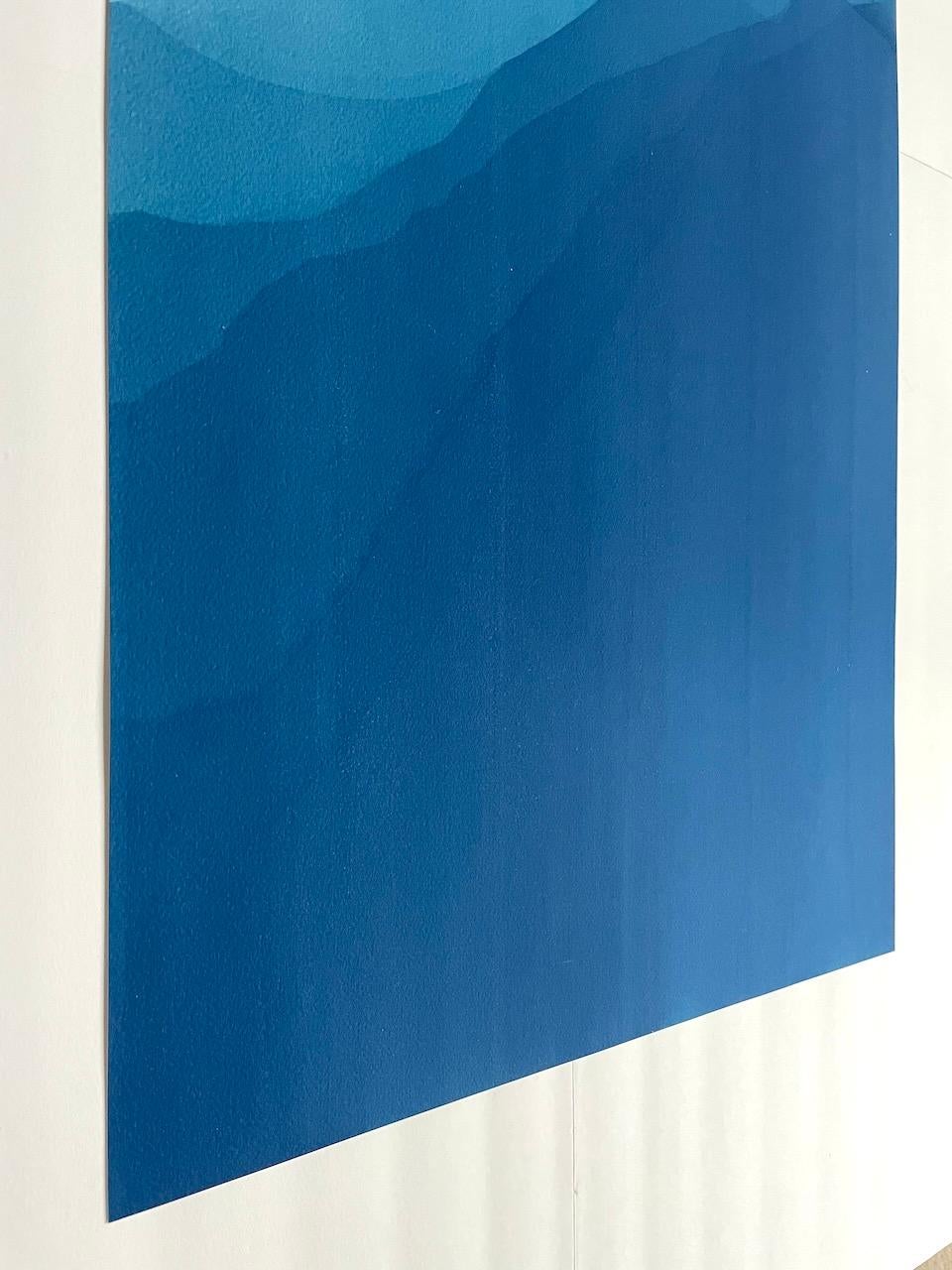 Cliffs de mer 7 (cyanotype abstrait imprimé à la main de 40 x 20 pouces) en vente 7