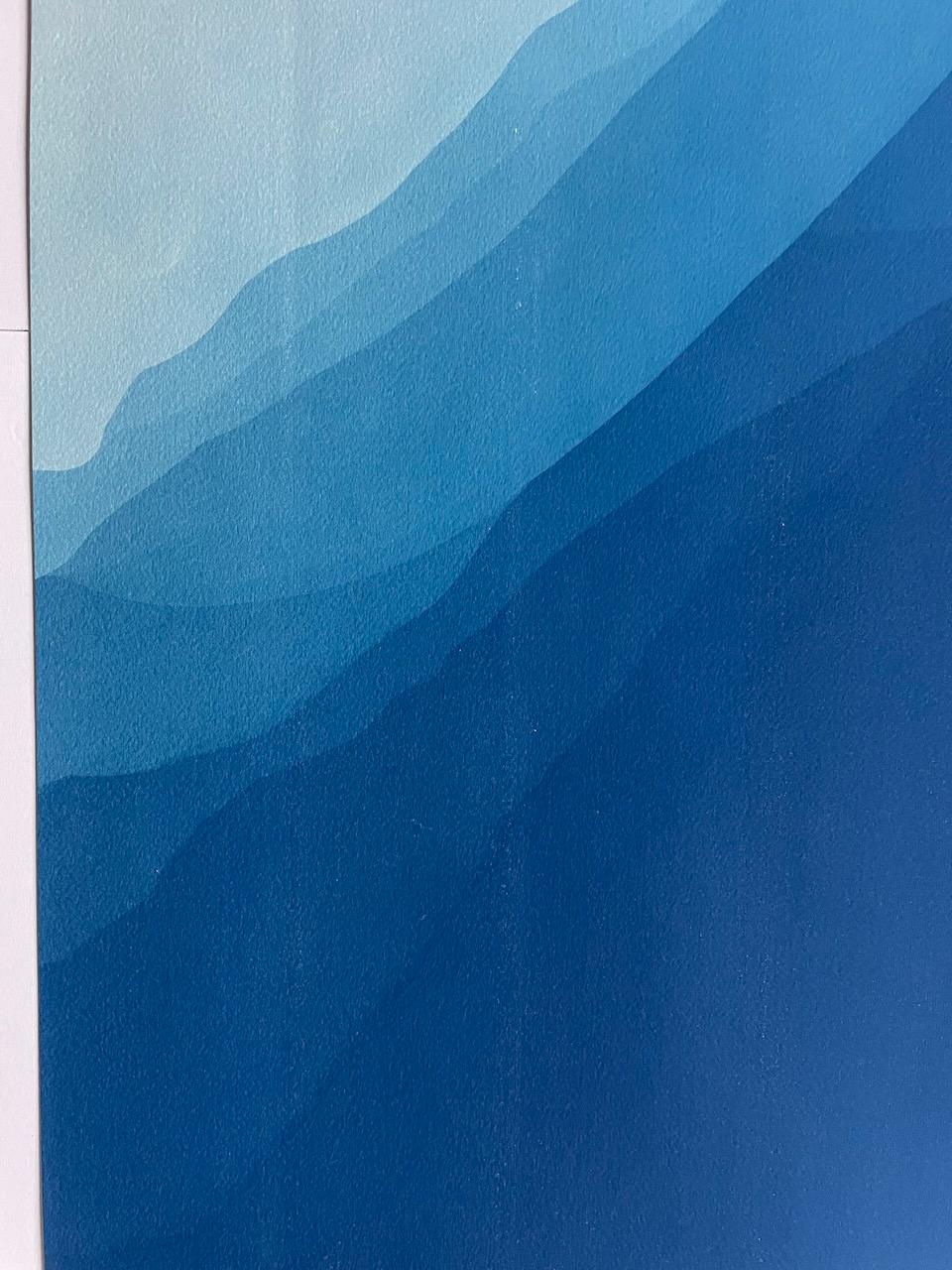 Cliffs de mer 7 (cyanotype abstrait imprimé à la main de 40 x 20 pouces) en vente 1