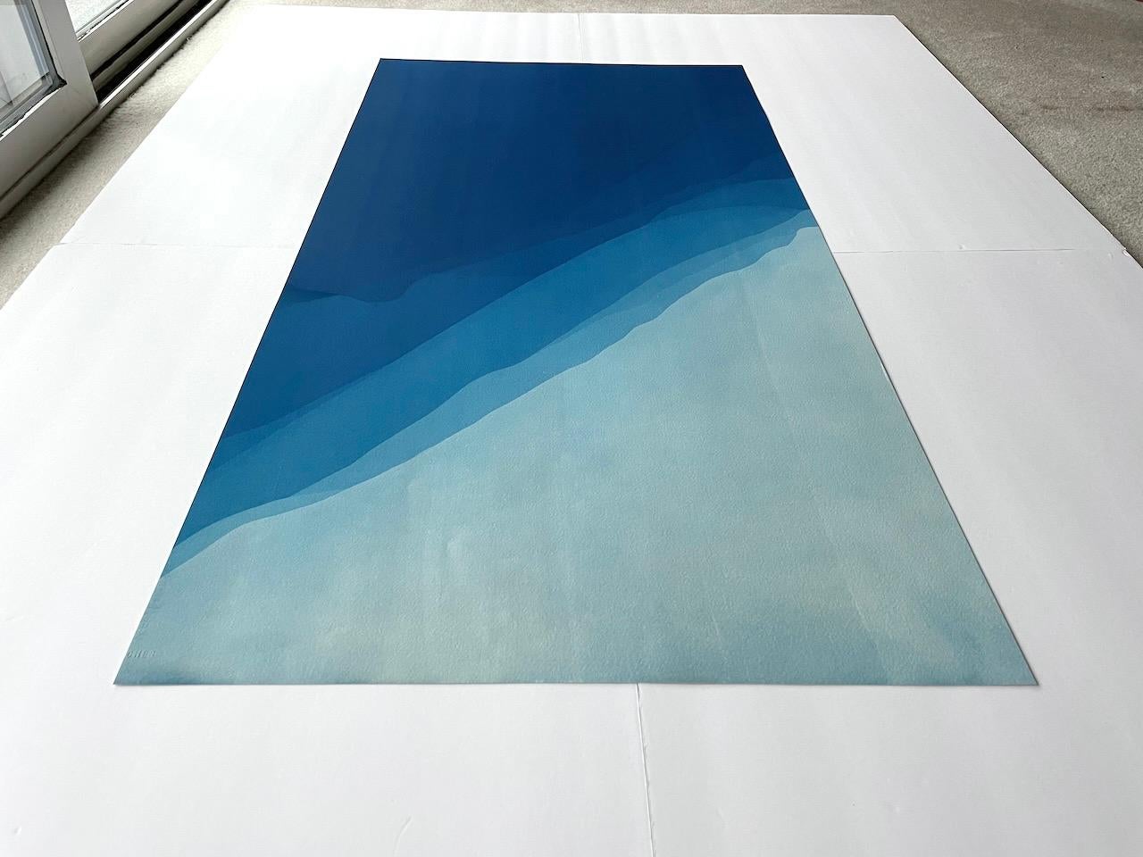 Cliffs de mer 7 (cyanotype abstrait imprimé à la main de 40 x 20 pouces) en vente 4