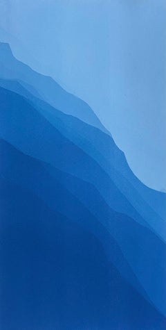 Sea Cliffs Diptych II ( Pair abstract cyanotypes each framed to 25 x 15)