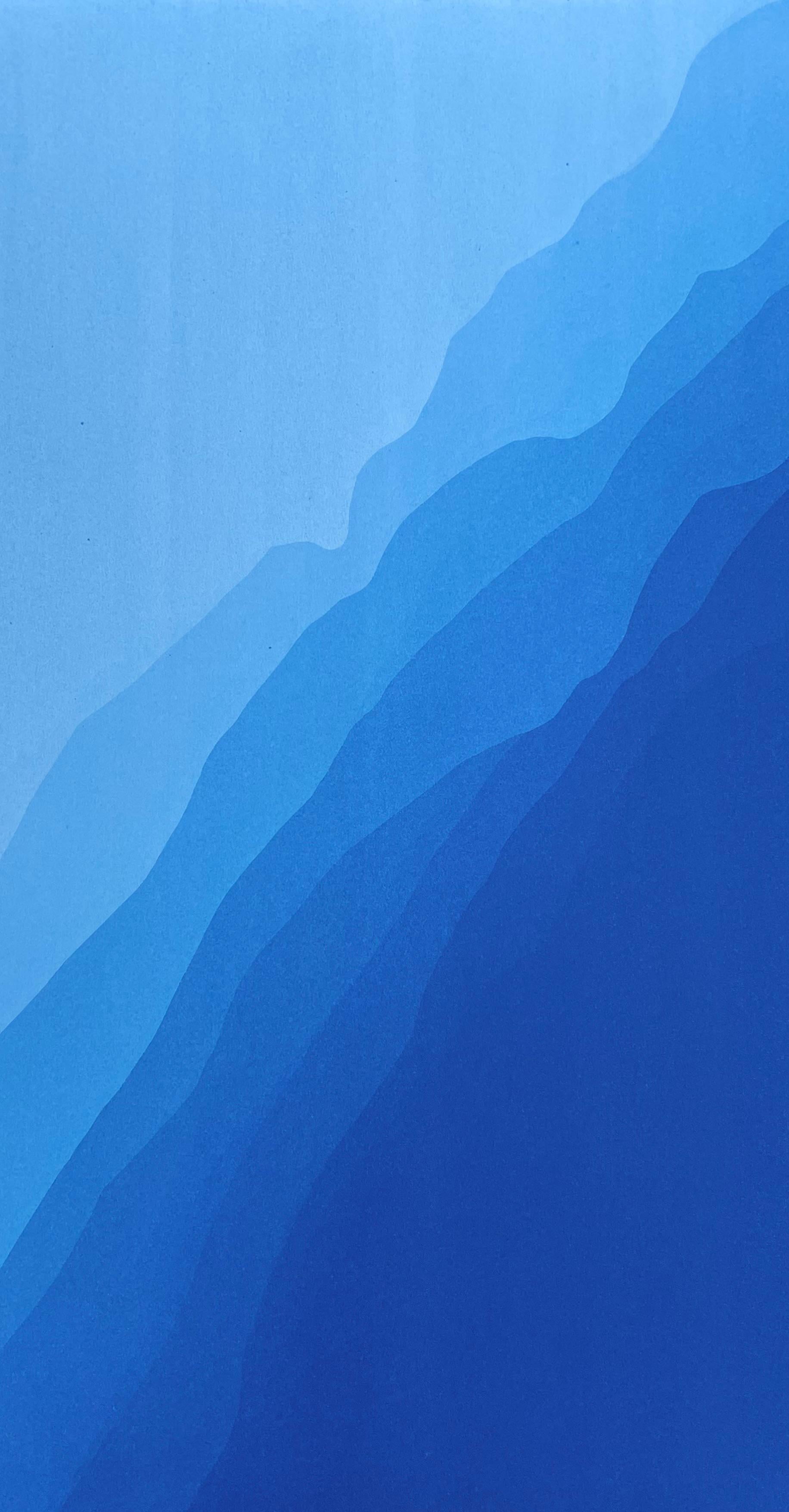Sea Cliffs Diptych II ( Pair abstract cyanotypes each framed to 25 x 15) - Abstract Photograph by Christine So