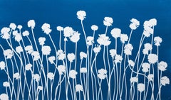 Spring Clover I (hand-printed botanical cyanotype, 14 x 24 inches)