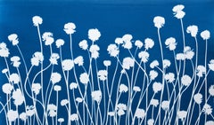 Spring Clover II (hand-printed botanical cyanotype, 14 x 24 inches)