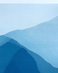 Sunrise Mountains I, Abstract Cyanotype, 18x23" signed