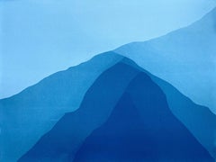 Amanecer Montañas I (18 x 23" cianotipo abstracto)