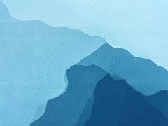 Sunrise Mountains II (18 x 23" abstrakte Cyanotypie)