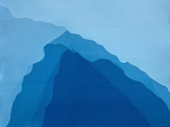Sunrise Mountains II (18 x 23" abstract cyanotype)