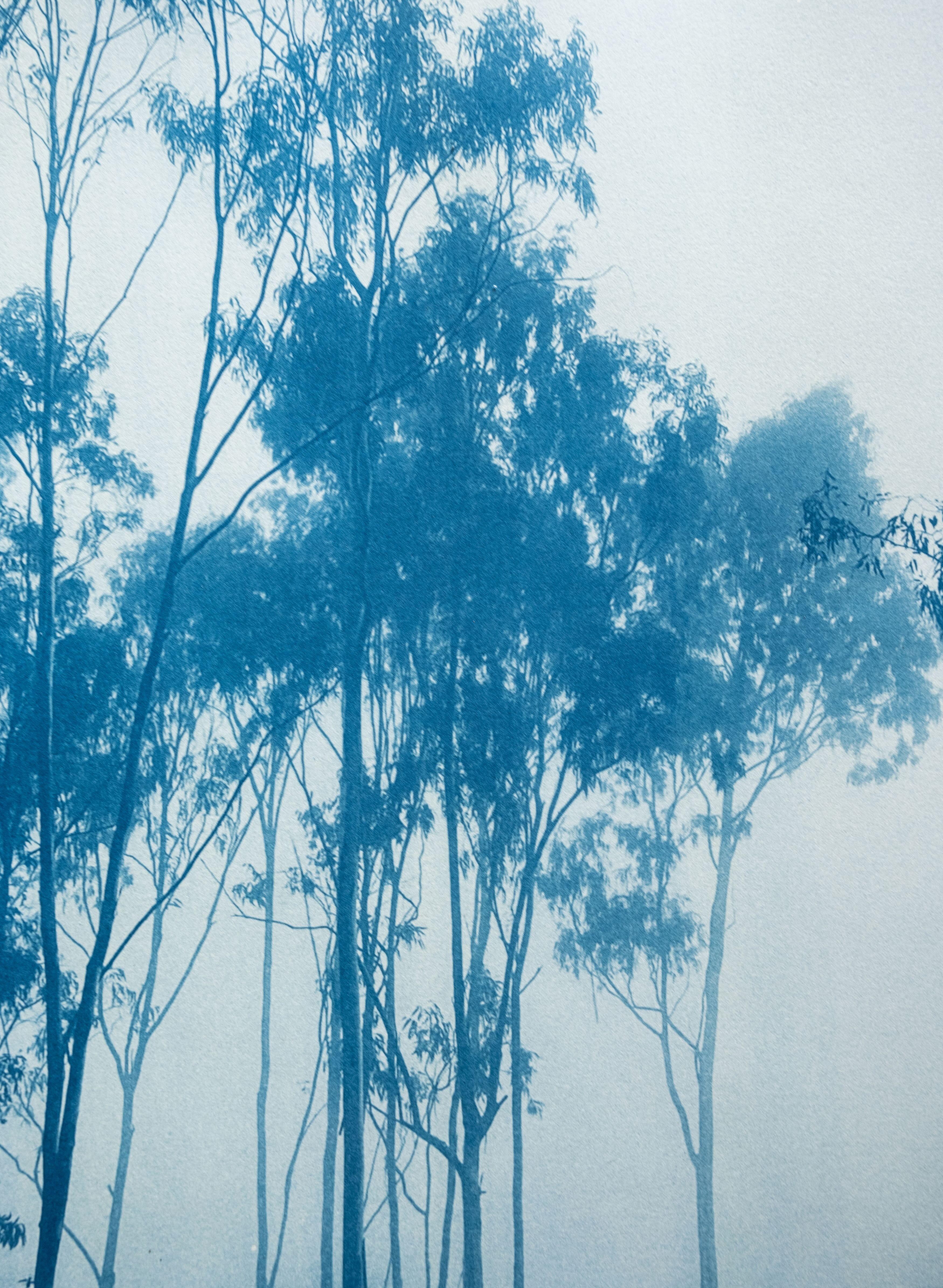 Das Ende der Reise  (Handgedruckte Cyanotypie, 30 x 20 Zoll) (Blau), Landscape Print, von Christine So