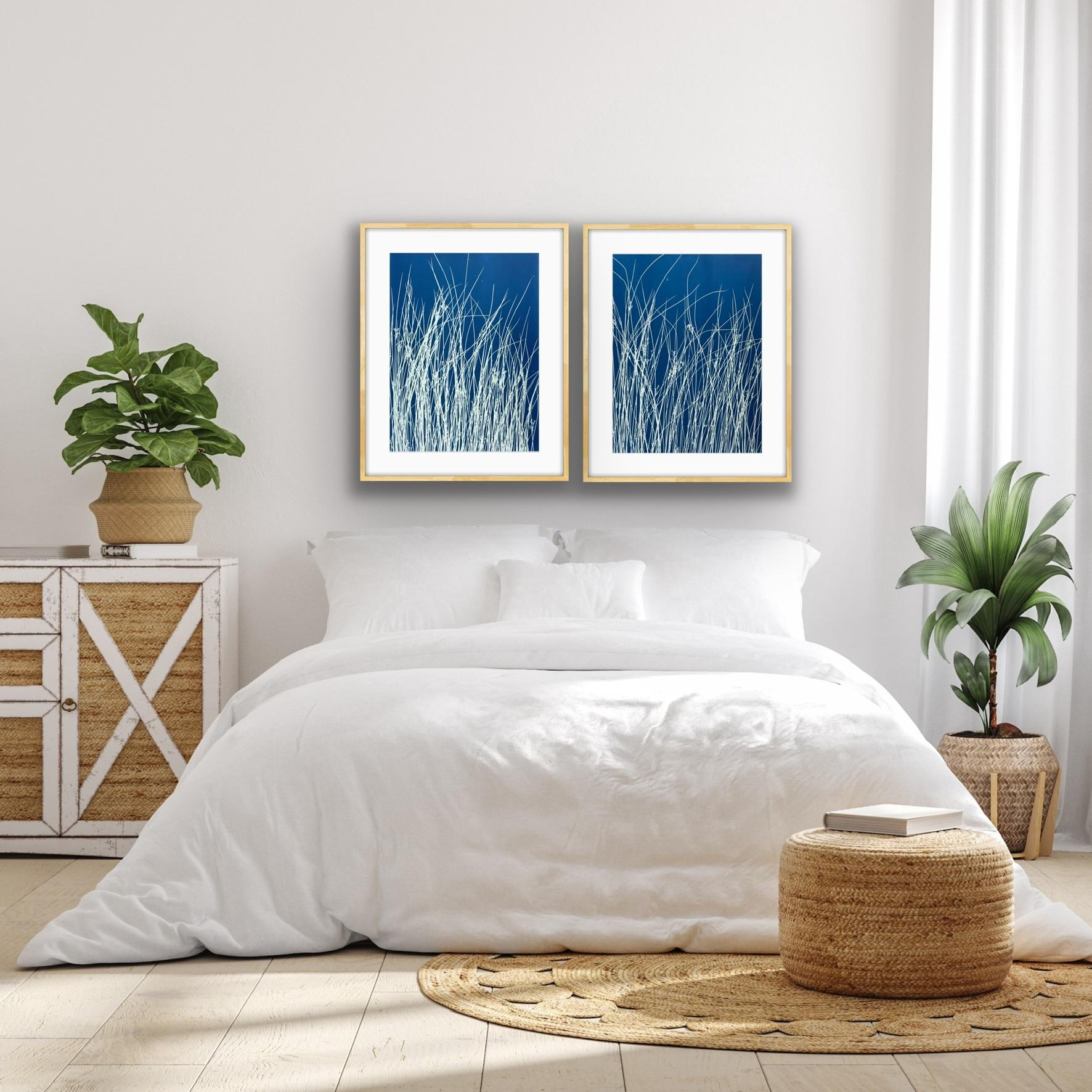 Dittico dello stagno  (2 cianotipi botanici stampati a mano, 24 x 18 pollici ciascuno) in vendita 1