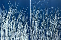 The Pond Diptych  (2 hand-printed botanical cyanotypes, 24 x 18 inches each)