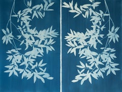 Dittico Bay Laurel (cianotipia stampata a mano, 40 x 52 pollici combinati)