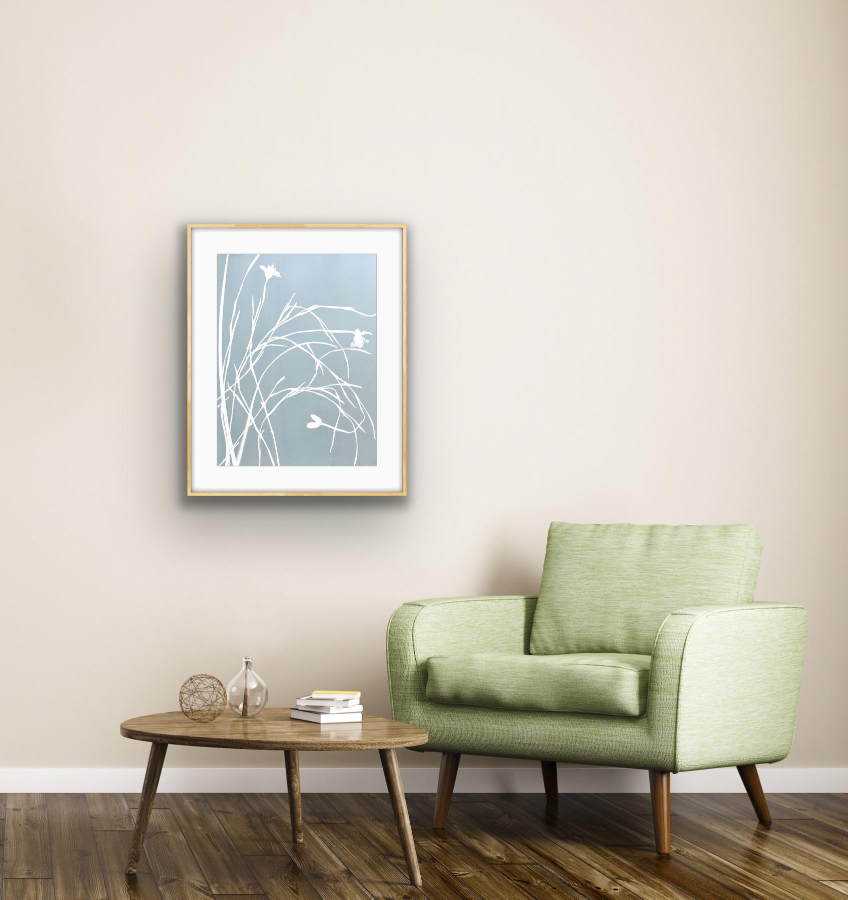 Misty Iris II (hand-printed botanical cyanotype, 24 x 18 inches) 1