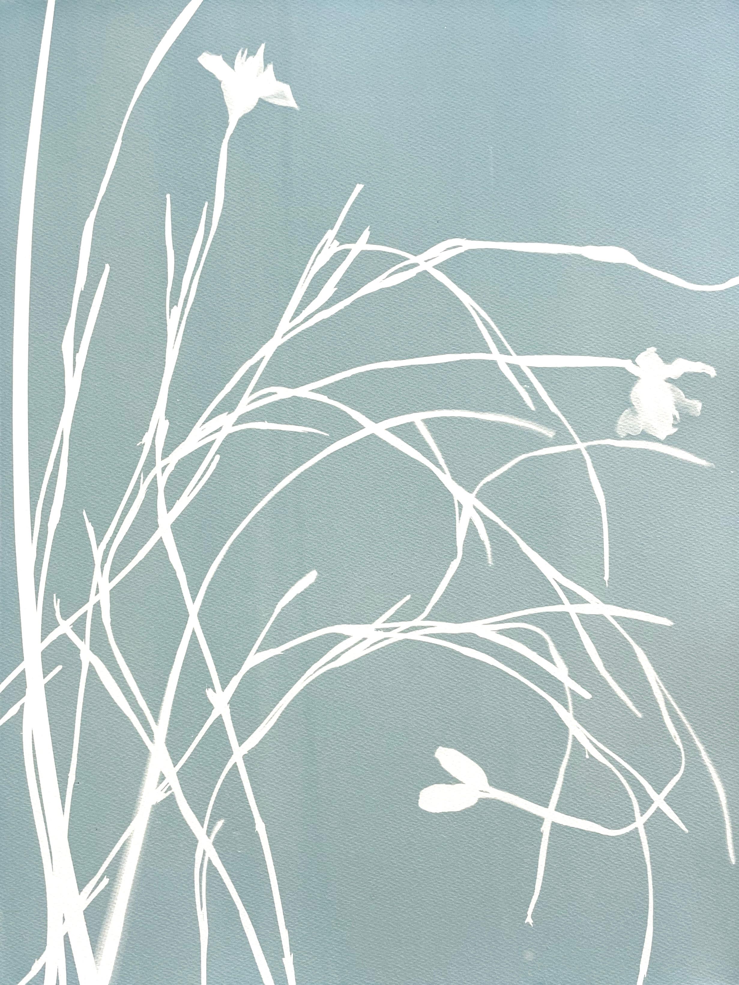 Misty Iris II (hand-printed botanical cyanotype, 24 x 18 inches) 2