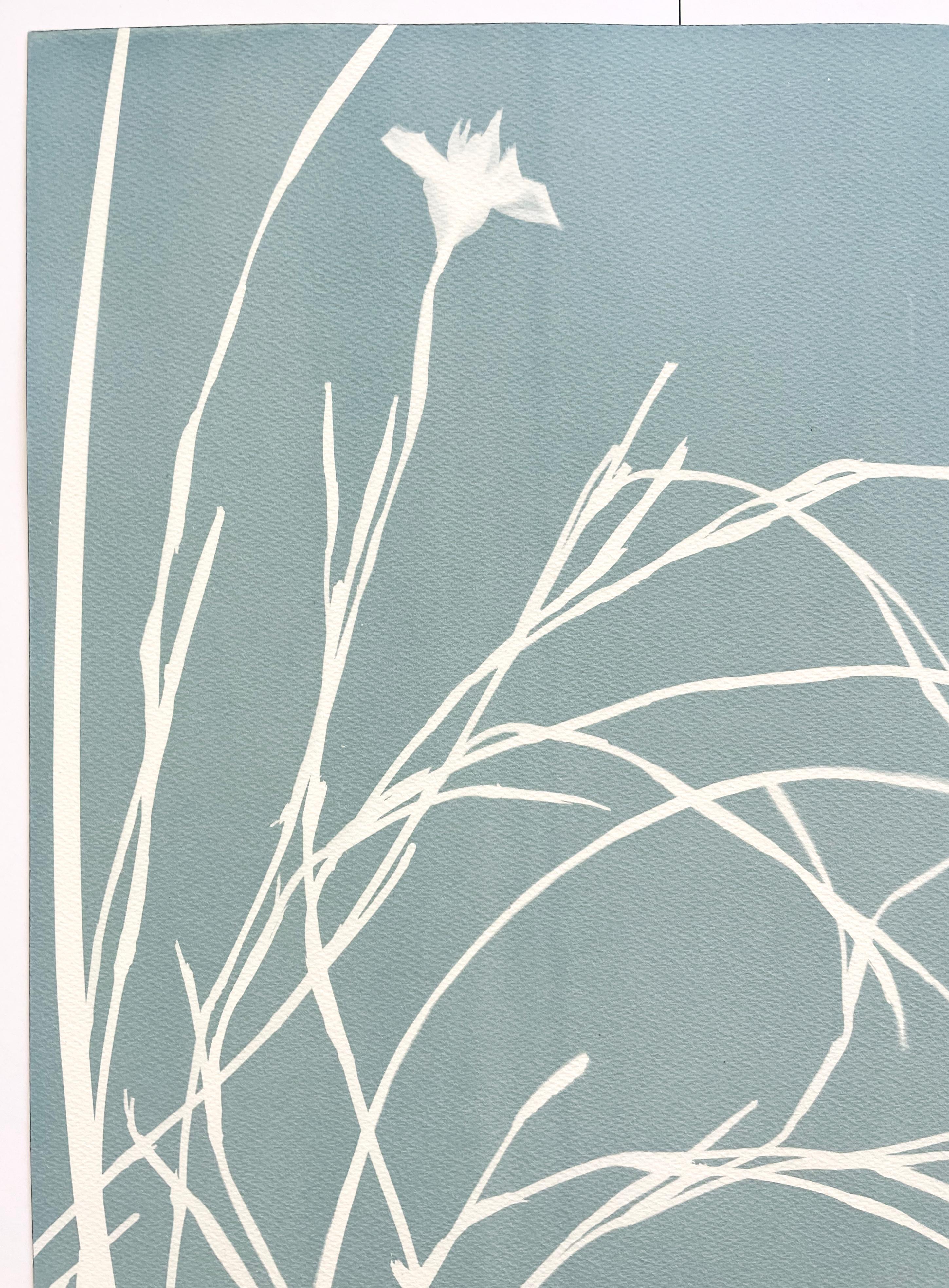 Misty Iris Triptych (3 hand-printed botanical cyanotypes, 24 x 18 in. each) 8