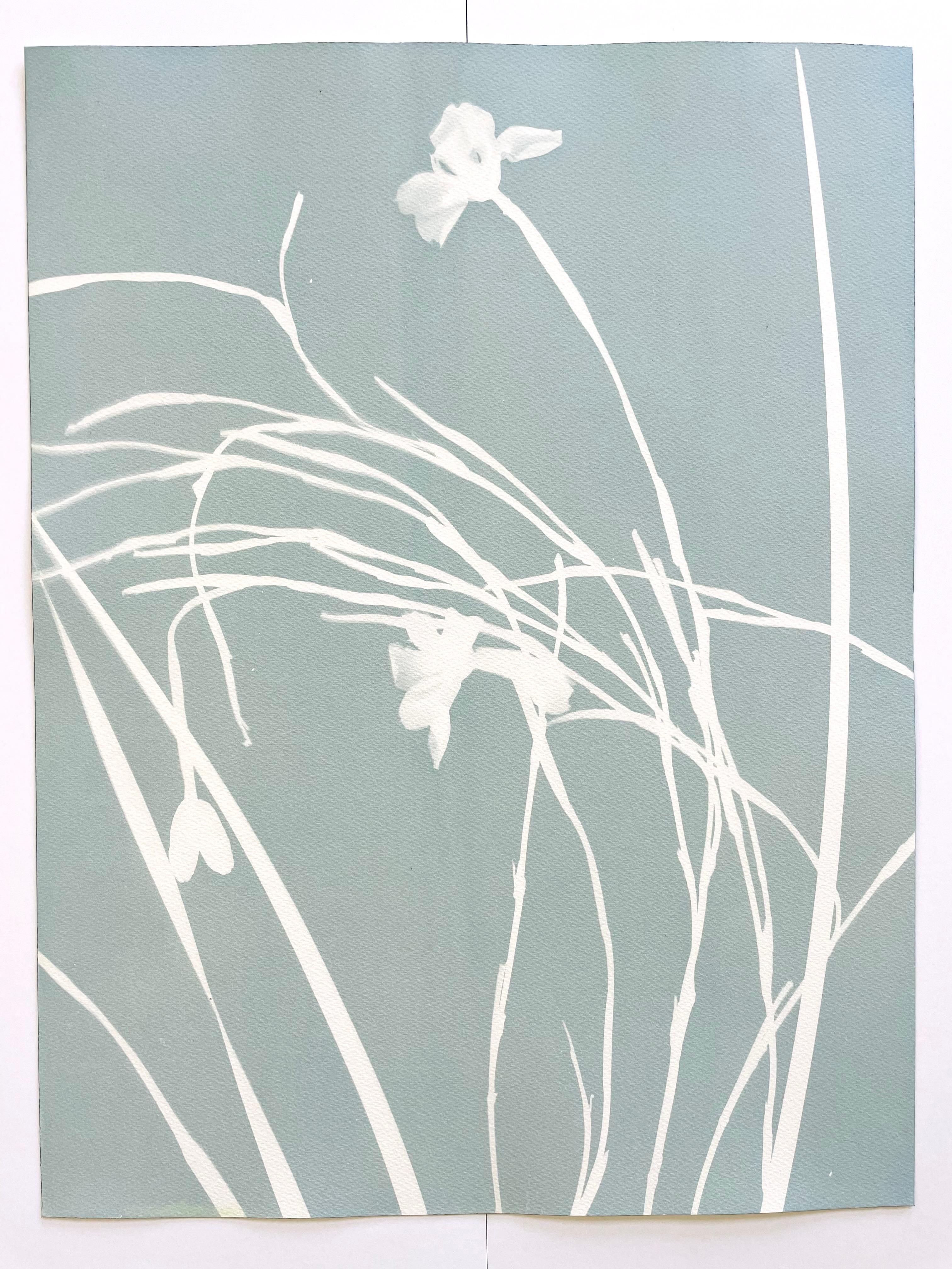 Misty Iris Triptych (3 hand-printed botanical cyanotypes, 24 x 18 in. each) 3