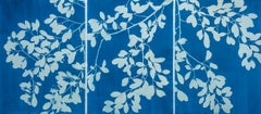 Spring Night Triptych (3 hand-printed botanical cyanotypes, 30 x 22 in. each)