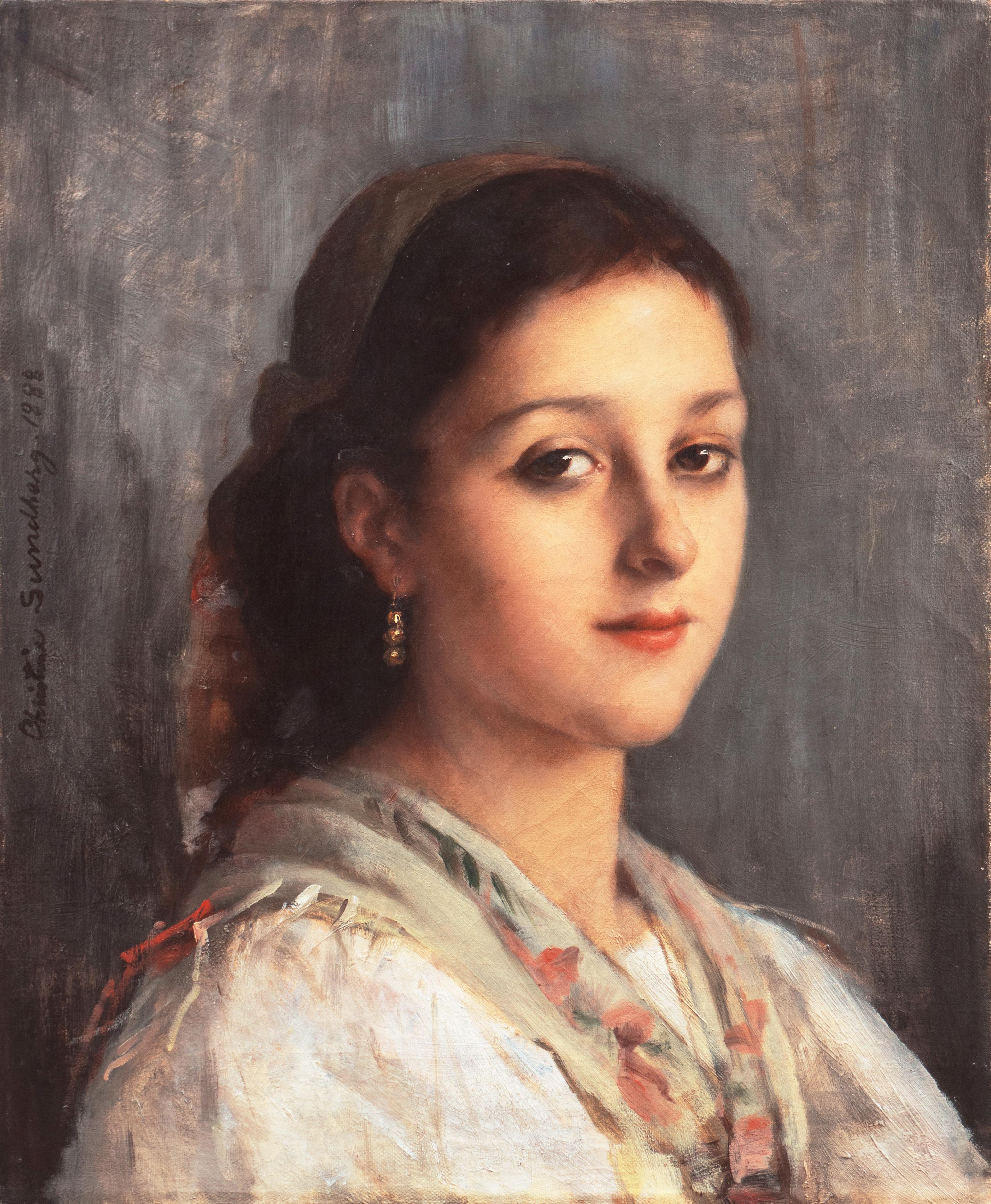 Jeune femme à la boucle d'oreille en or
