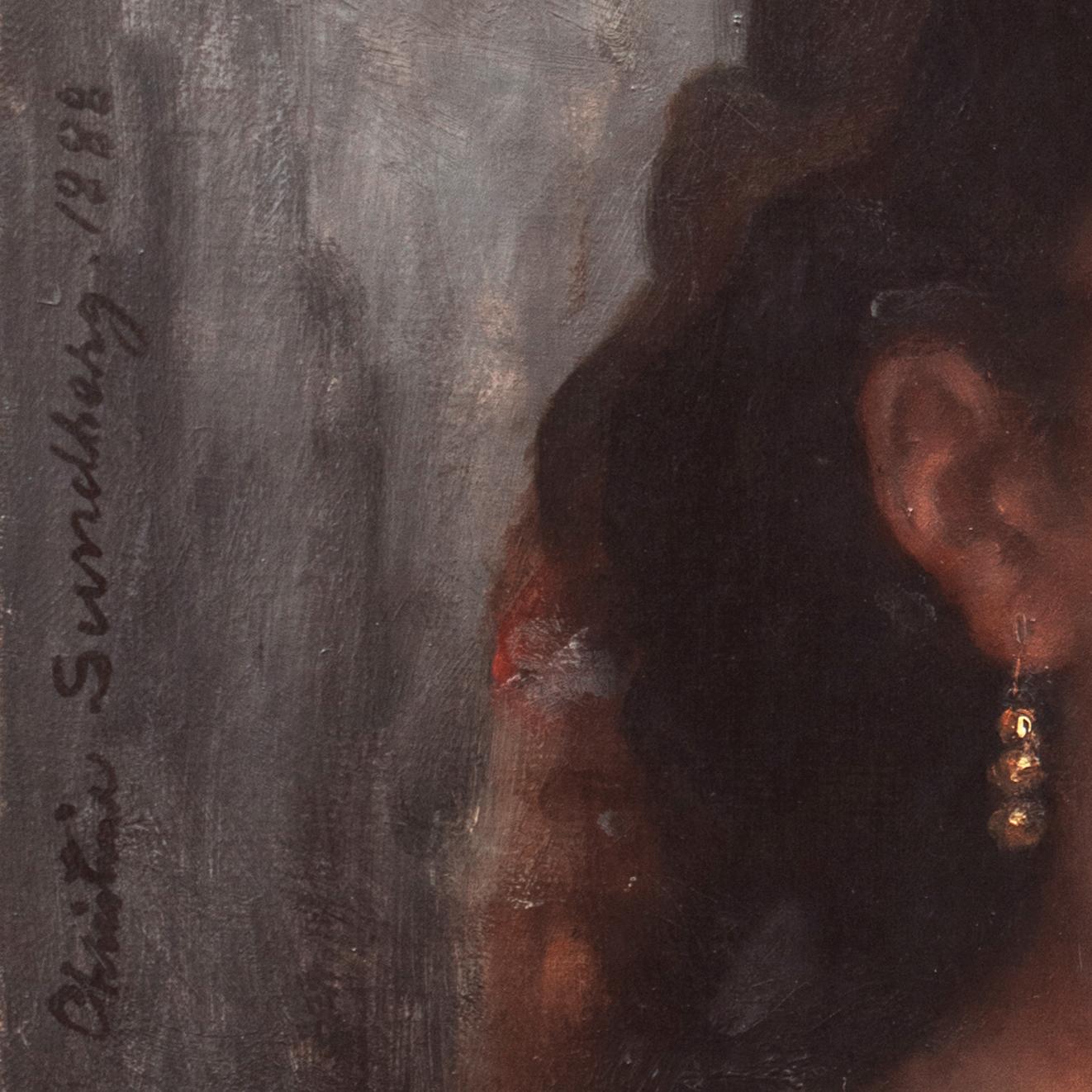 Jeune femme à la boucle d'oreille en or