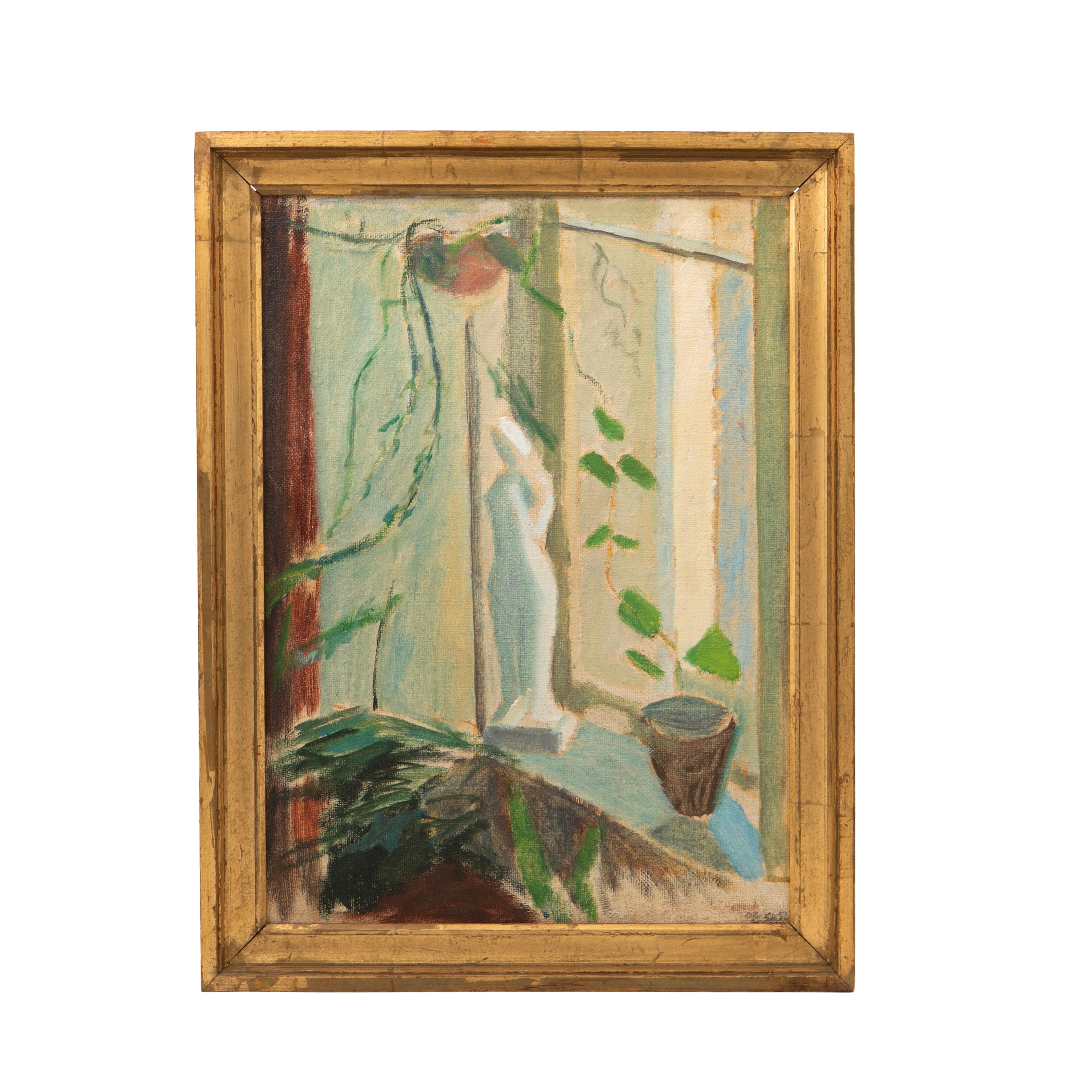 Christine Swane, Denmark, 1876-1960,
Oil on canvas. Stillife.

Visible size: 61x44 cm. With gilt wood frame: 71x54x5 cm
Signed with monogram CS and dated 1952

Christine Swane (born Larsen 29 May 1876 in Kerteminde, died 16 August 1960 in Farum) was