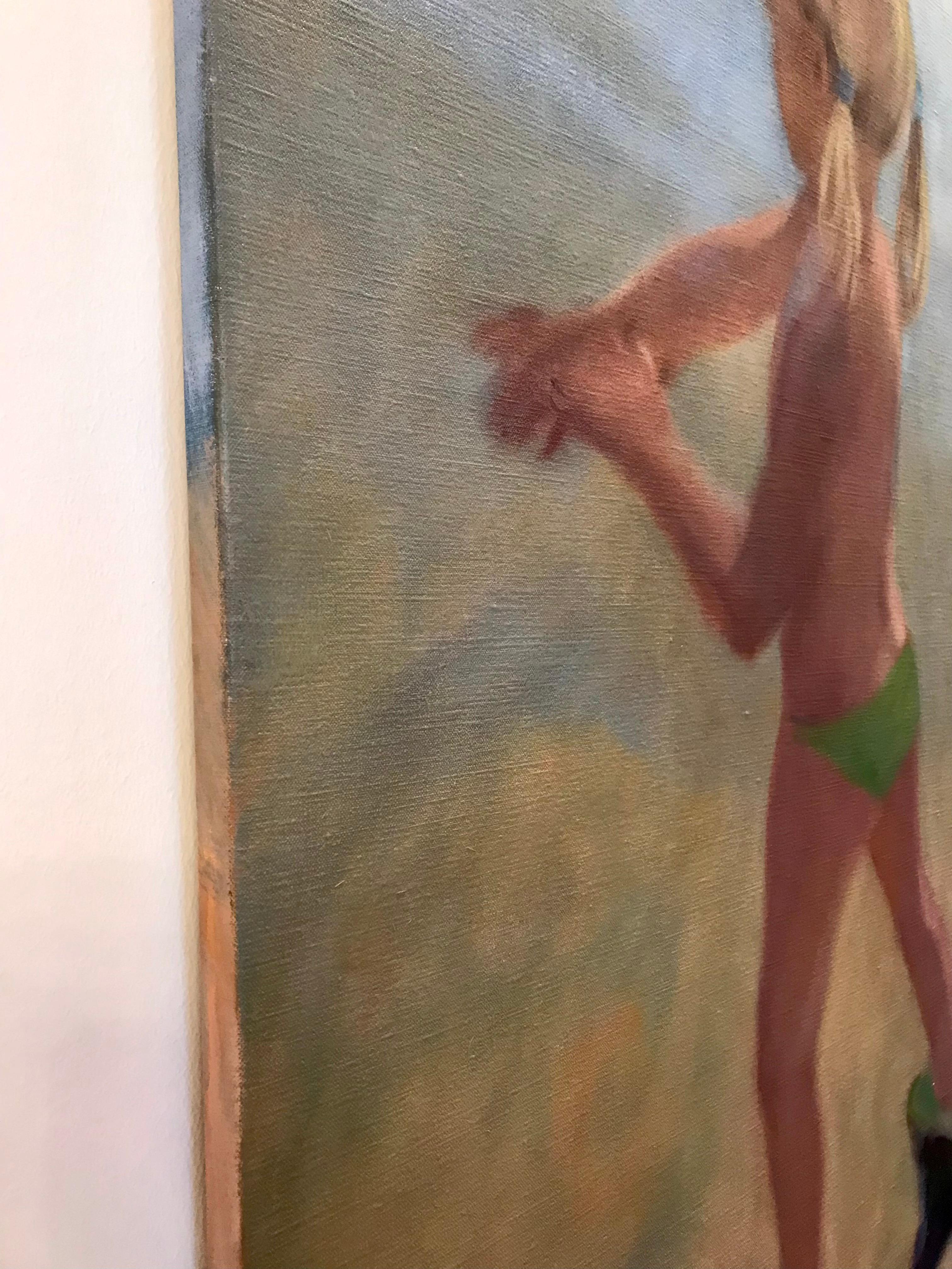 ''Niña en la playa'' Pintura contemporánea de una niña en la playa 2