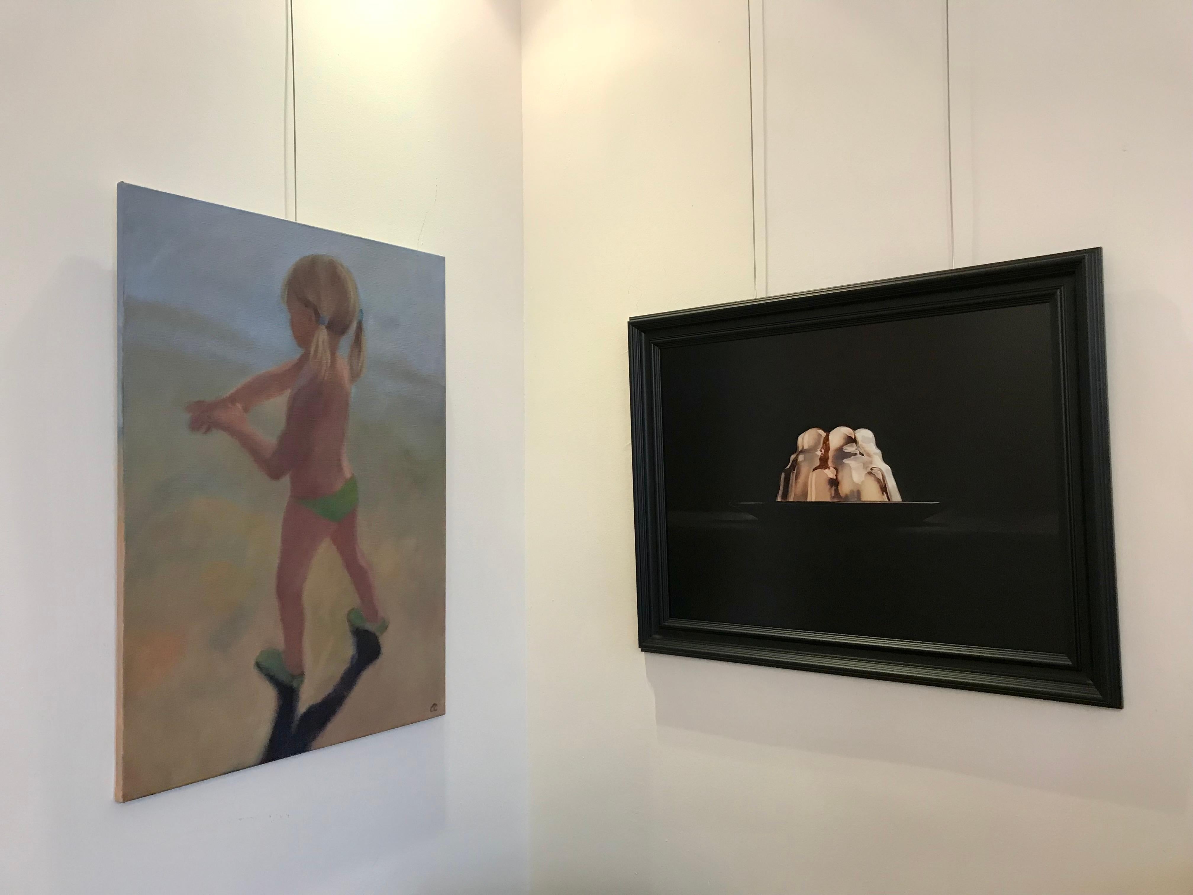 ''Niña en la playa'' Pintura contemporánea de una niña en la playa 3
