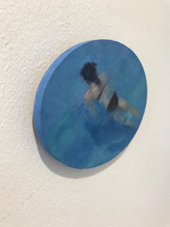 ''Swimming 4'' Contemporary Oil Painting of a Girl Swimming
