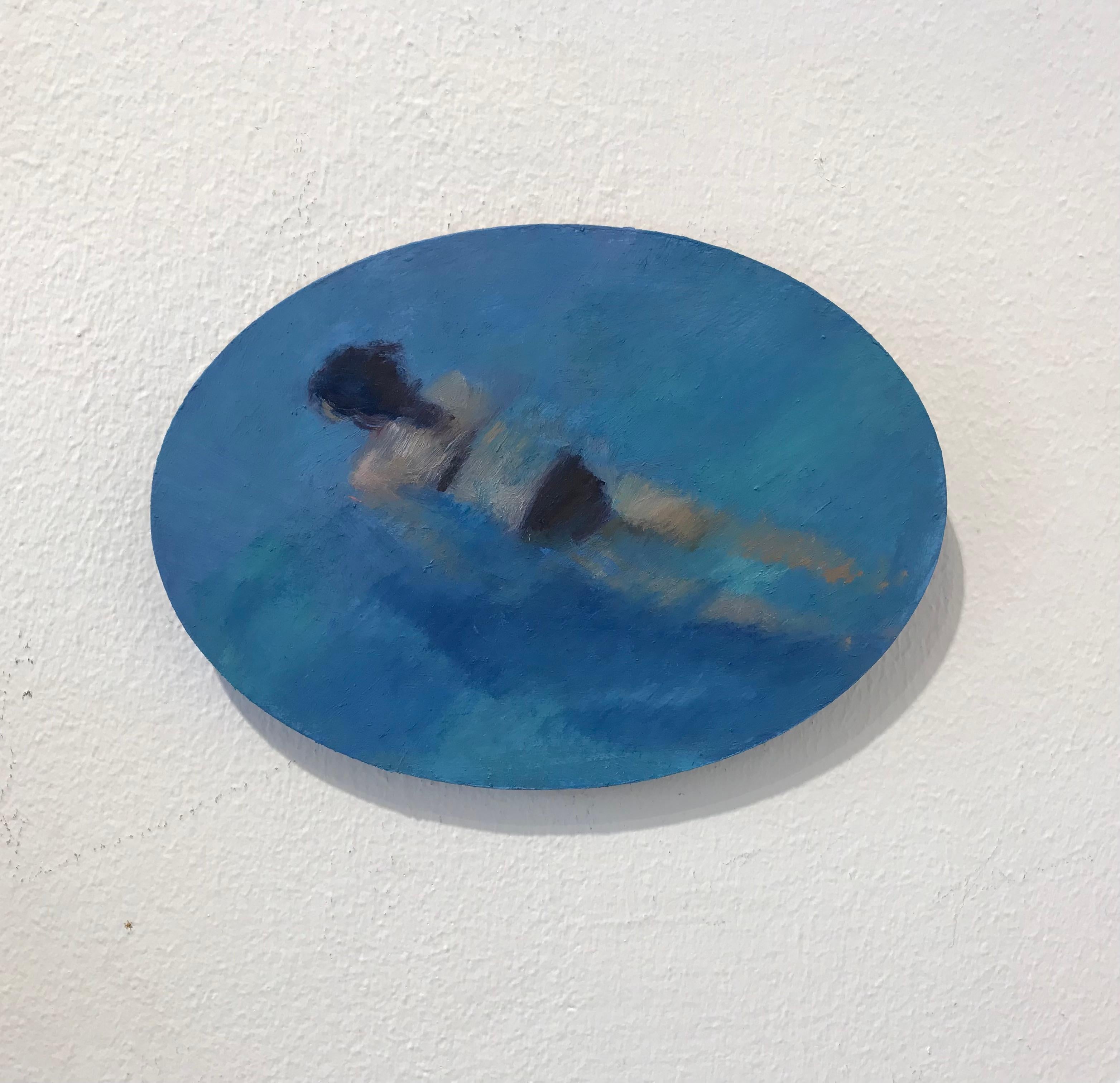 Christine van der Cingel Portrait Painting - ''Swimming 4'' Contemporary Oil Painting of a Girl Swimming