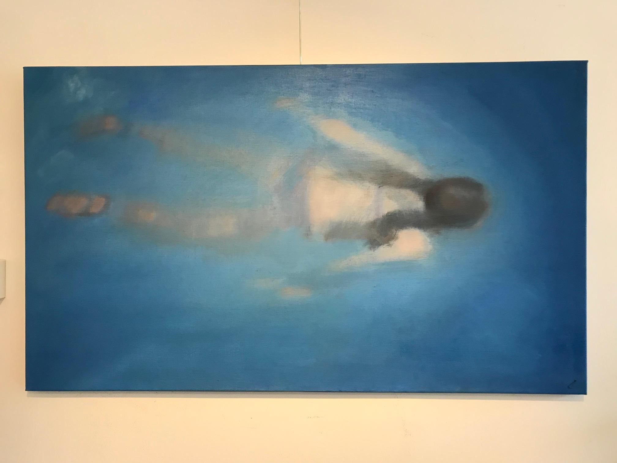 ''Swimming'' Contemporary Painting of a Girl Swimming 2