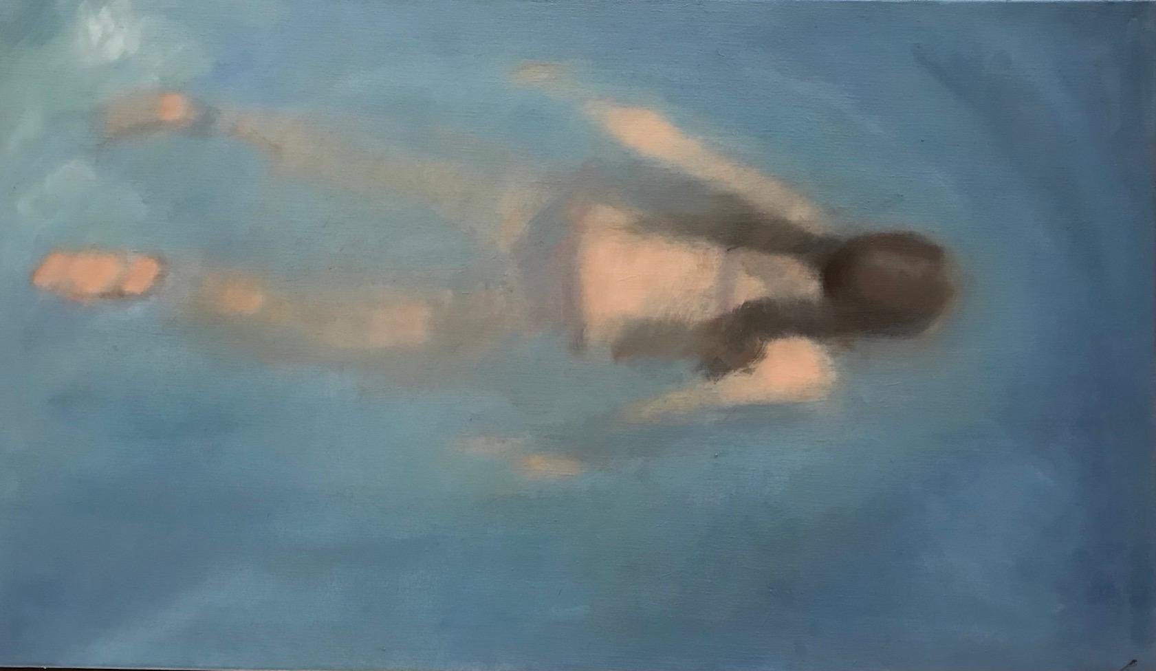 Christine van der Cingel Portrait Painting - ''Swimming'' Contemporary Painting of a Girl Swimming