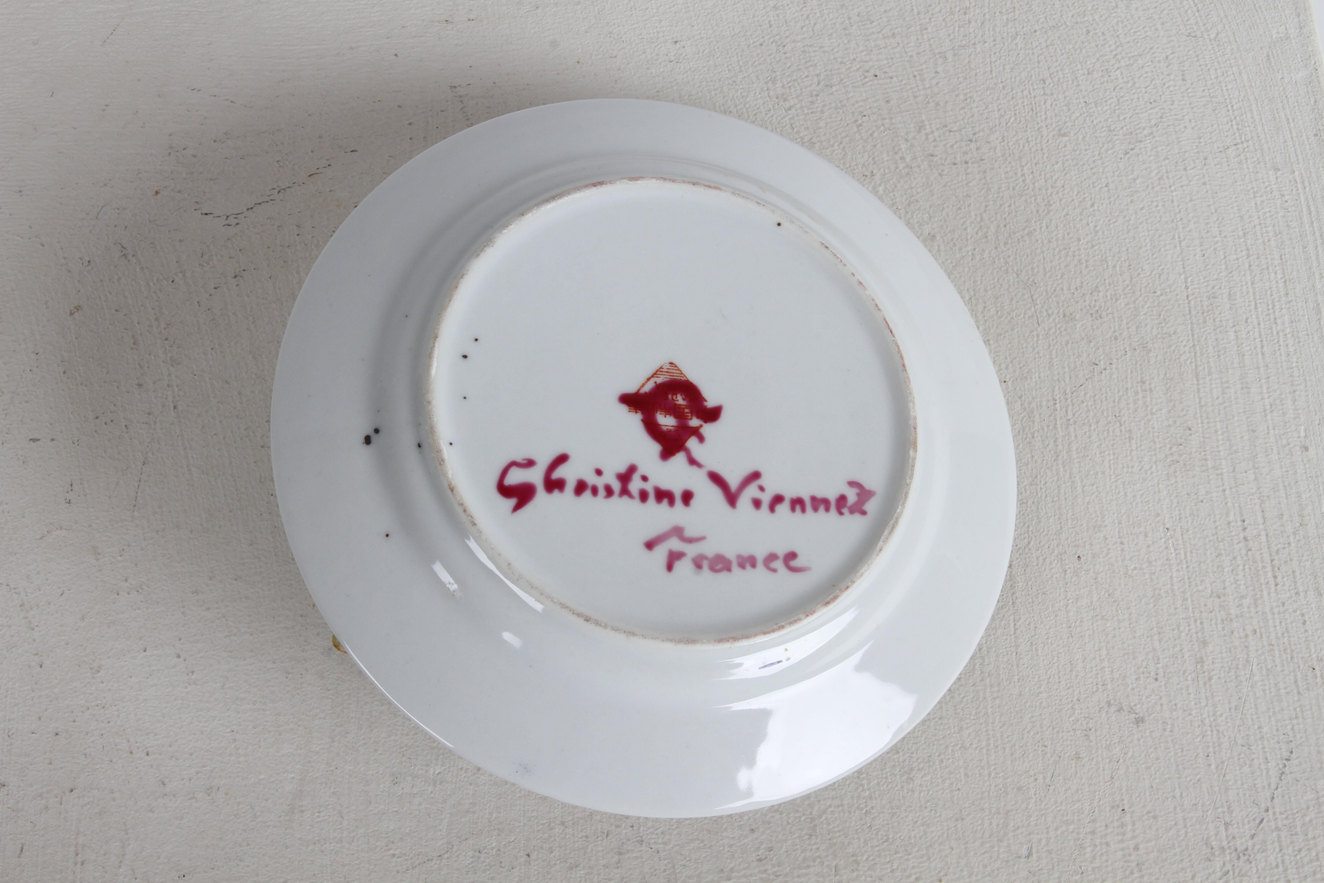 Christine Viennet France Trompe L'oeil Hand Crafted Art Plate - Star Apple Fruit For Sale 3