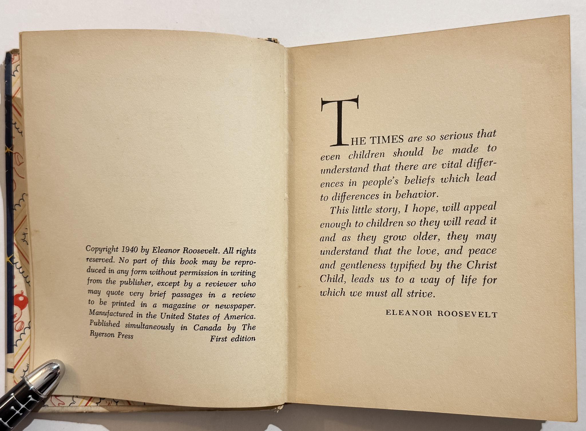 Milieu du XXe siècle Noël : Une histoire d'Eleanor Roosevelt (1ère édition) en vente