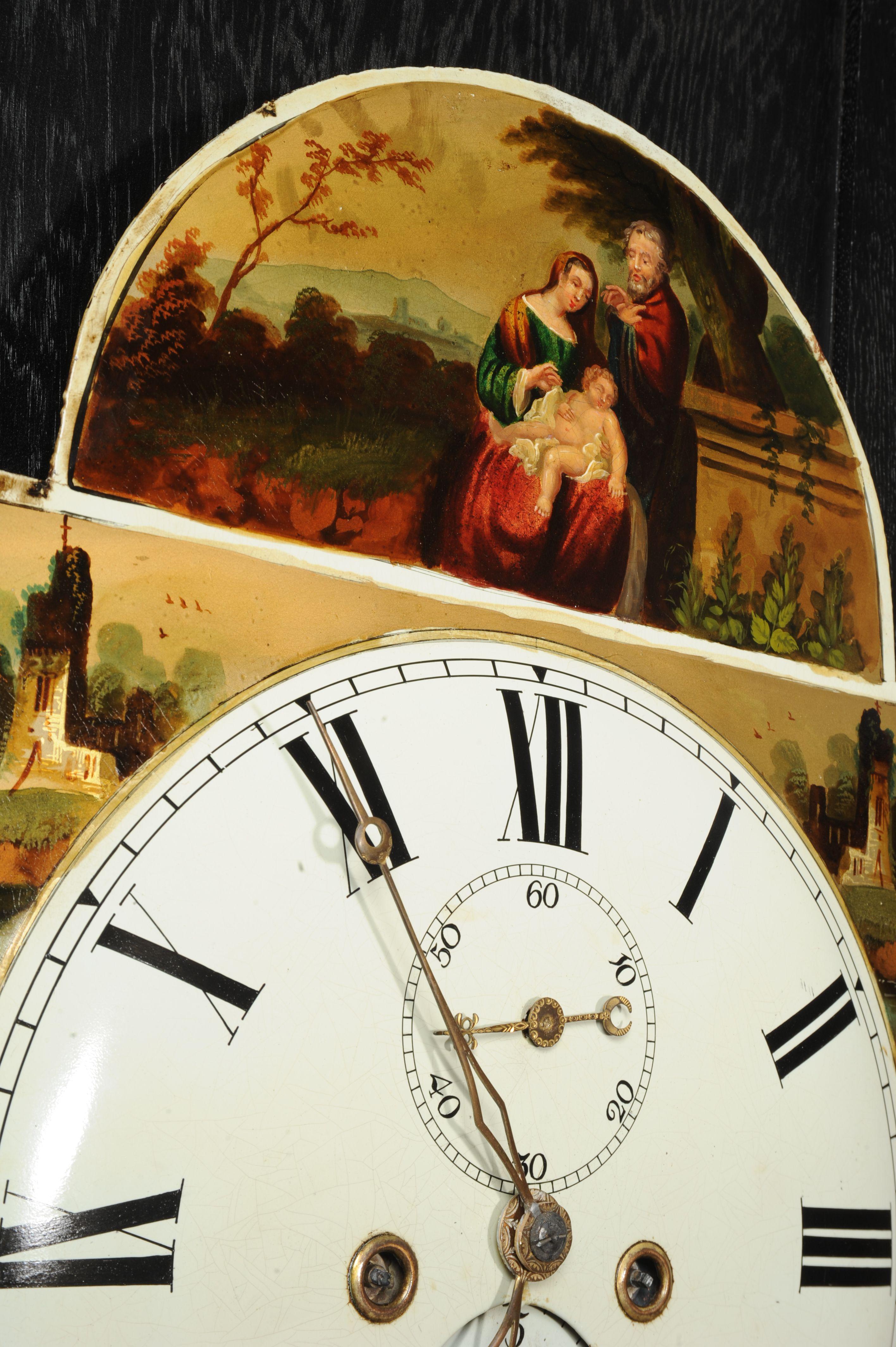 Antikes englisches Weihnachts-Uhr-Zifferblatt-Gesicht aus Eisen – seltenes Zifferblatt der Heiligen Familie – Arbeit im Angebot 7