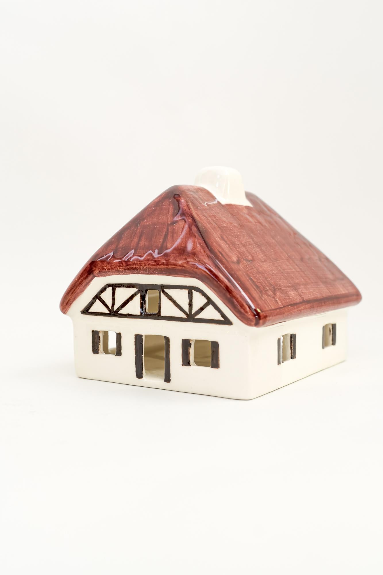 Christmas Ceramic Houses for Candle Light Deco in Shape of a Village Around 1970 For Sale 3