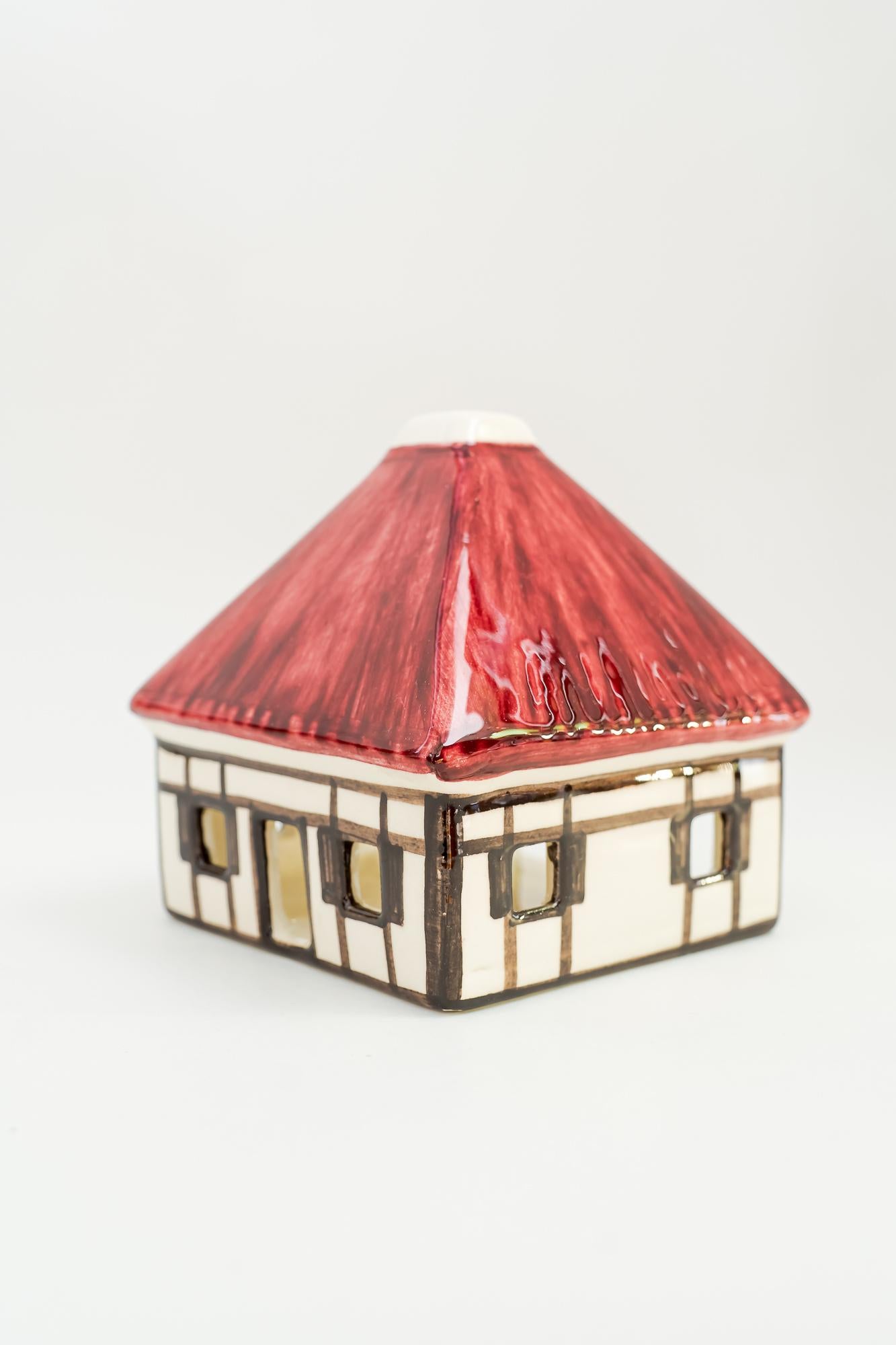 Christmas Ceramic Houses for Candle Light Deco in Shape of a Village Around 1970 For Sale 4
