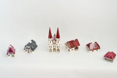 Christmas Ceramic Houses for Candle Light Deco in Shape of a Village Around 1970
