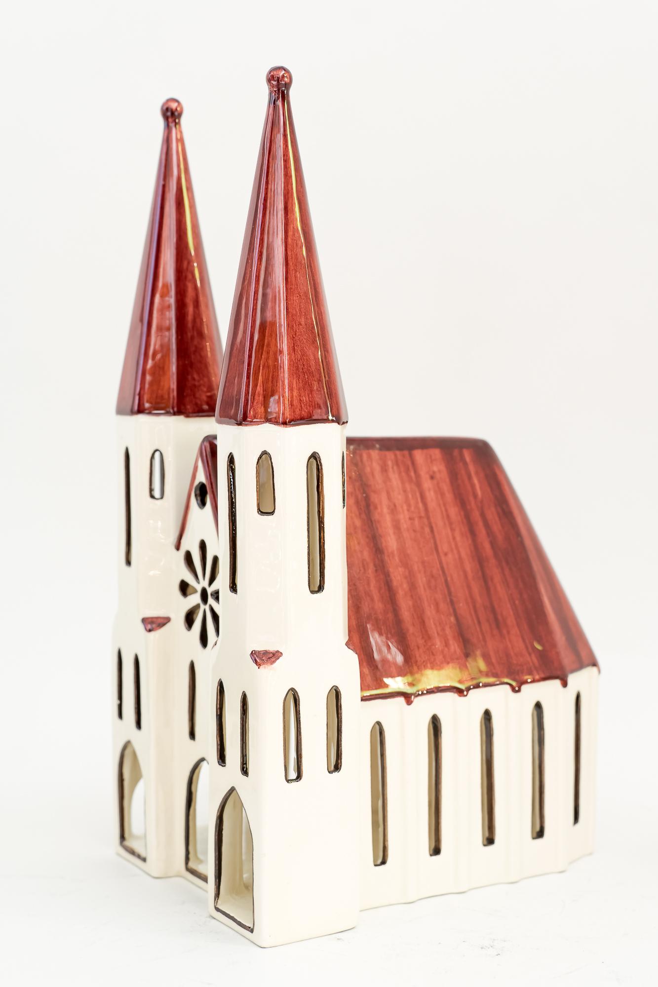 Christmas Ceramic Houses for Candle Light Deco in Shape of a Village Around 1970 In Good Condition For Sale In Wien, AT