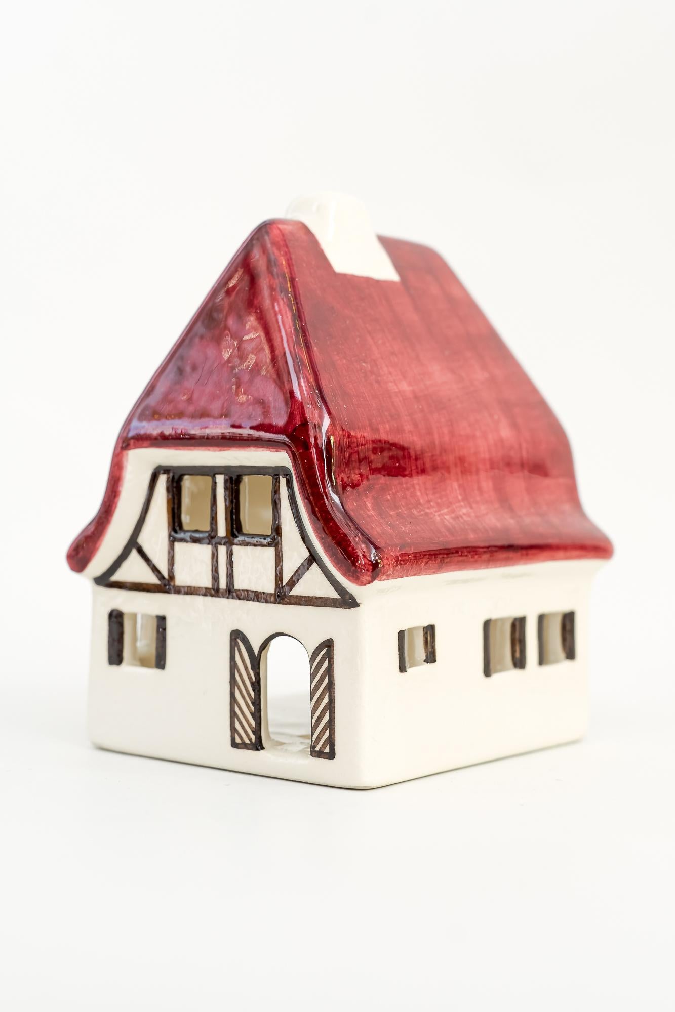 Christmas Ceramic Houses for Candle Light Deco in Shape of a Village Around 1970 For Sale 1