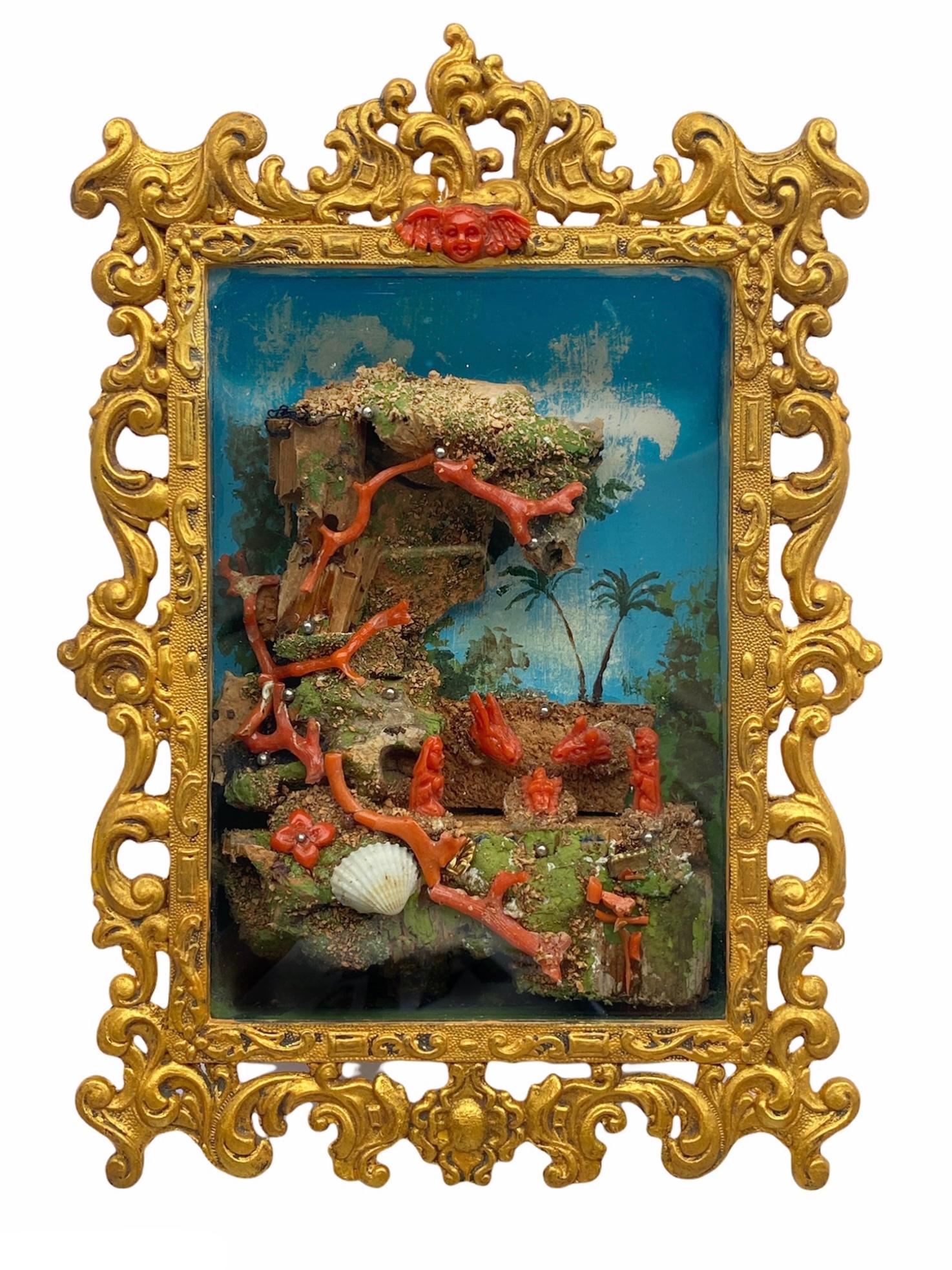Christmas panel with Mediterranean coral characters .
The case is entirely made of hand painted wood .
The Nativity scene is handmade in Sicily from coral masters who made this real works of art from generations.

Also available in different