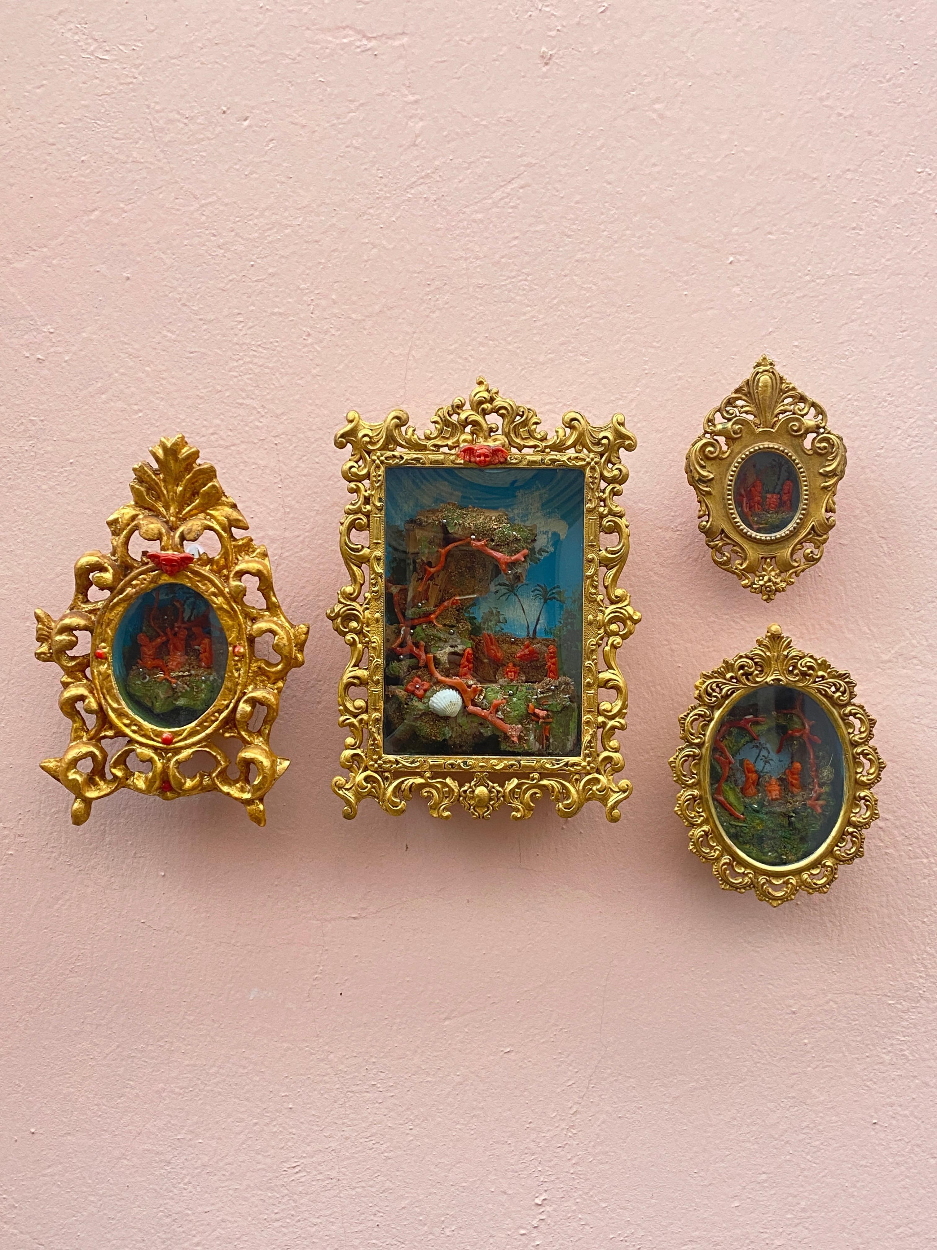 Uncut Antique Style Christmas Nativity Frame  For Sale