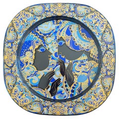 Christmas Glass Wall Plate Bjørn Wiinblad 1977 of Limited Edition, for Rosenthal
