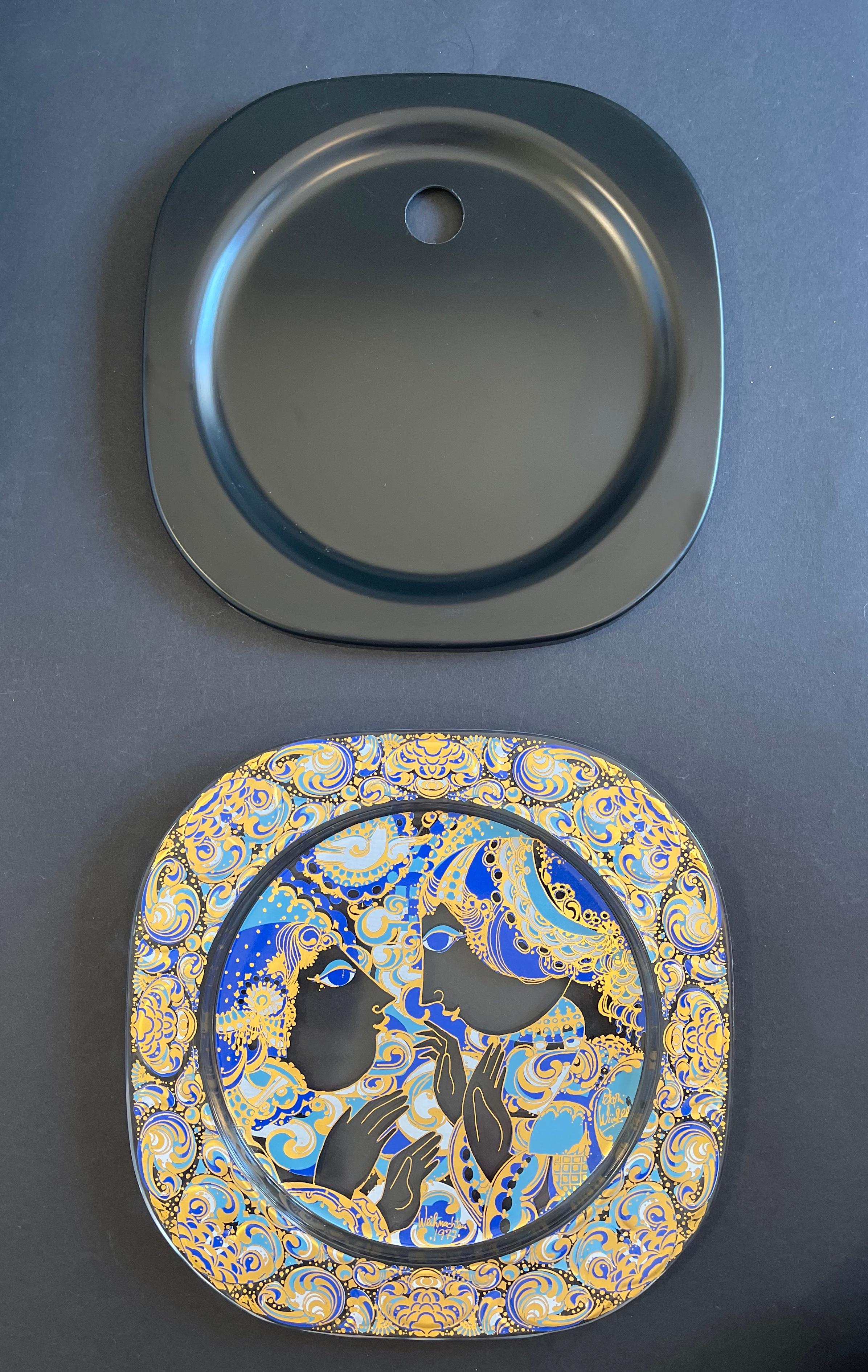 Weihnachtlicher Wandteller aus Glas Bjørn Wiinblad 1977 in limitierter Auflage, für Rosenthal (Deutsch) im Angebot