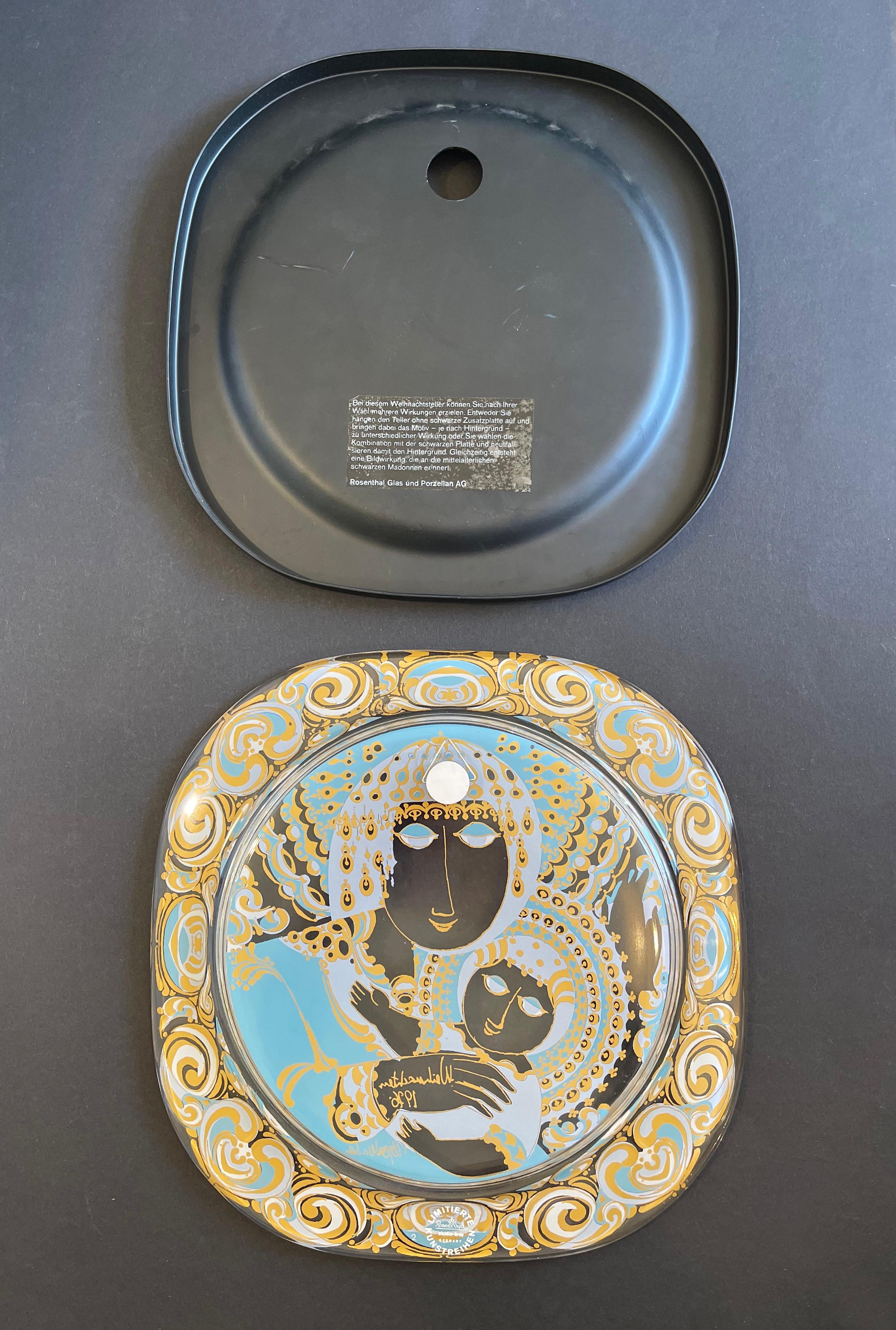 Weihnachts-Wandteller aus Glas von Bjørn Wiinblad 1976, limitierte Auflage für Rosenthal (Moderne der Mitte des Jahrhunderts) im Angebot