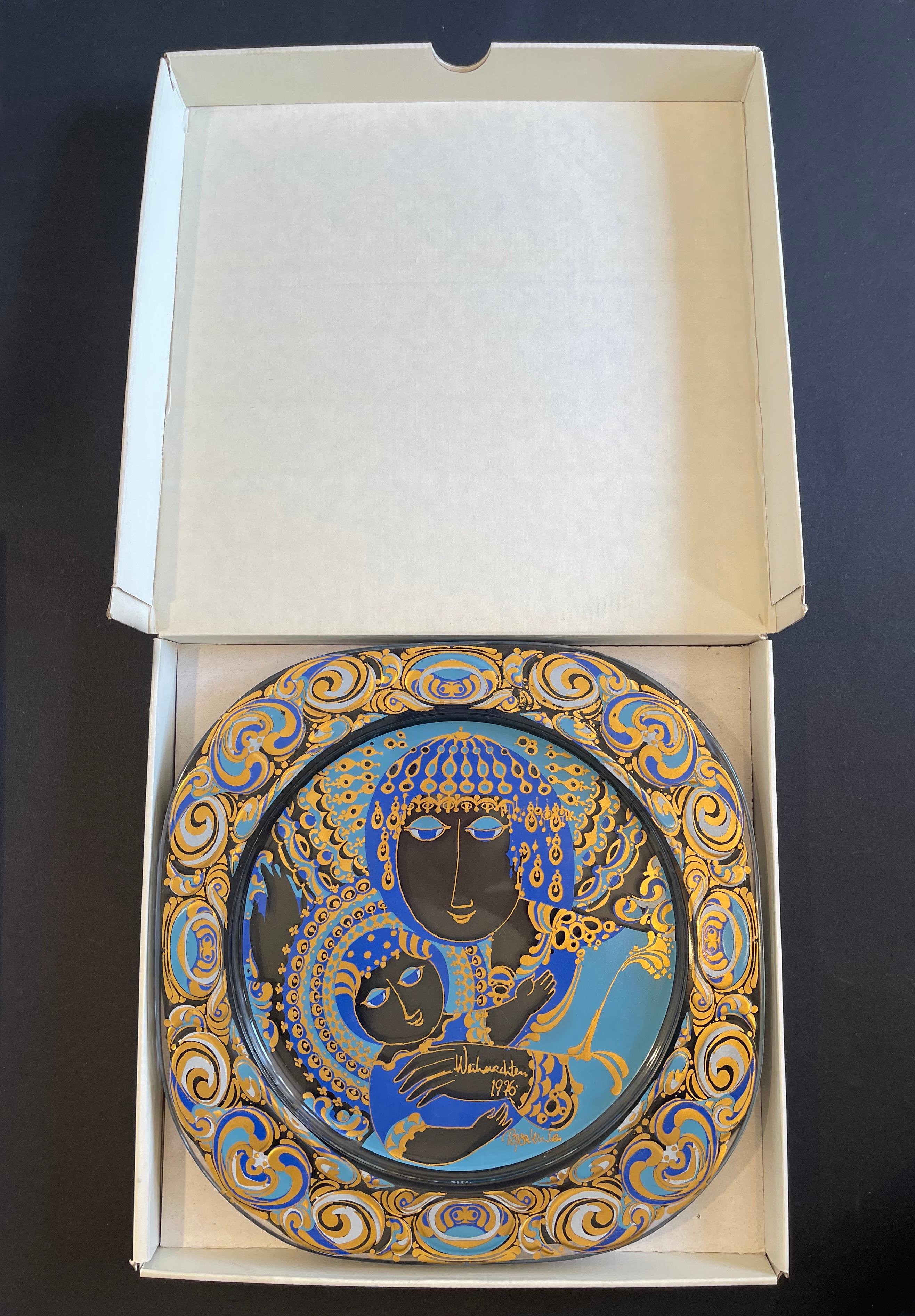 Weihnachts-Wandteller aus Glas von Bjørn Wiinblad 1976, limitierte Auflage für Rosenthal im Zustand „Gut“ im Angebot in Andernach, DE