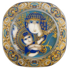 Piatto da parete in vetro natalizio di Bjørn Wiinblad 1976, Edizione Limitata per Rosenthal