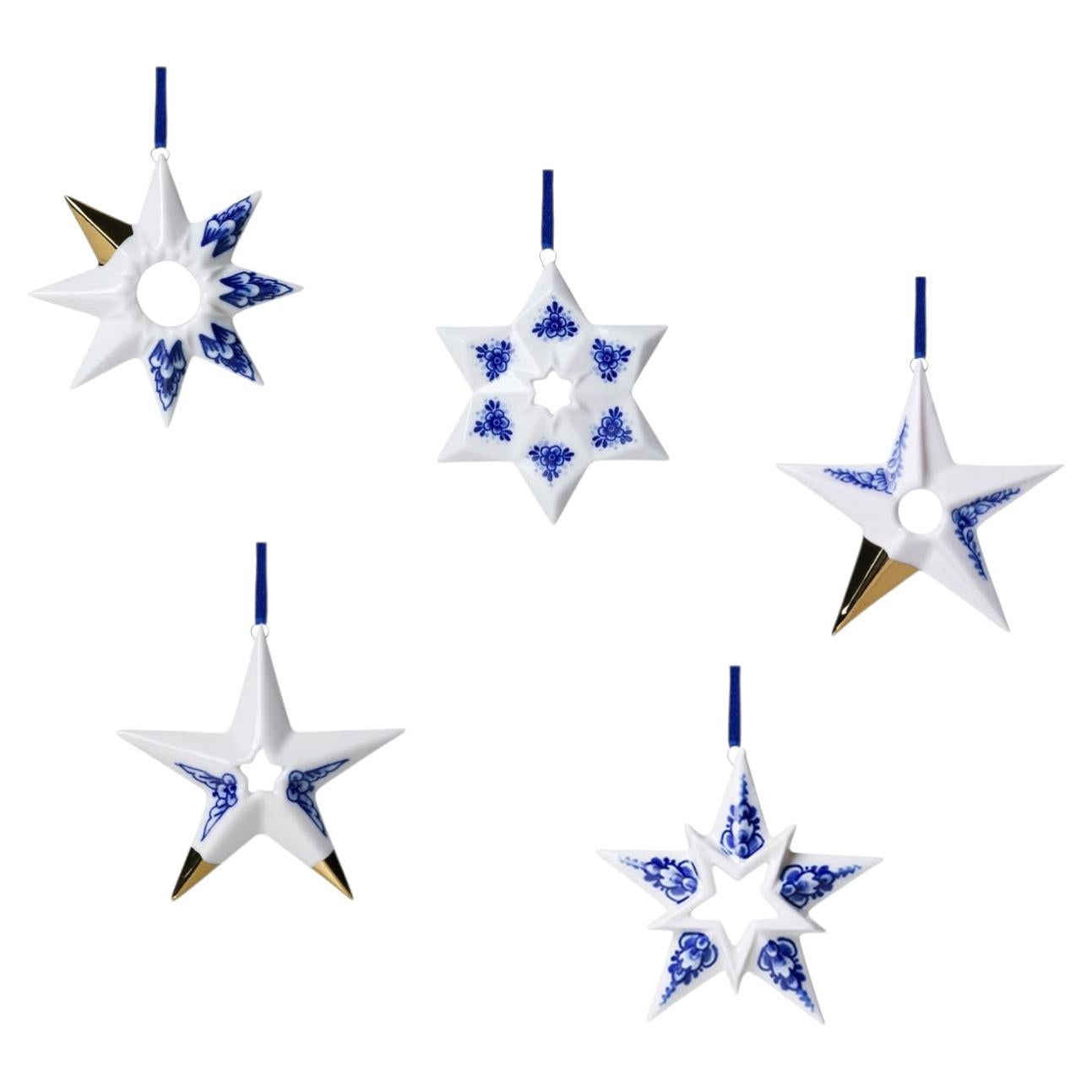 Christmas ornaments stars in Delfts Bleu For Sale