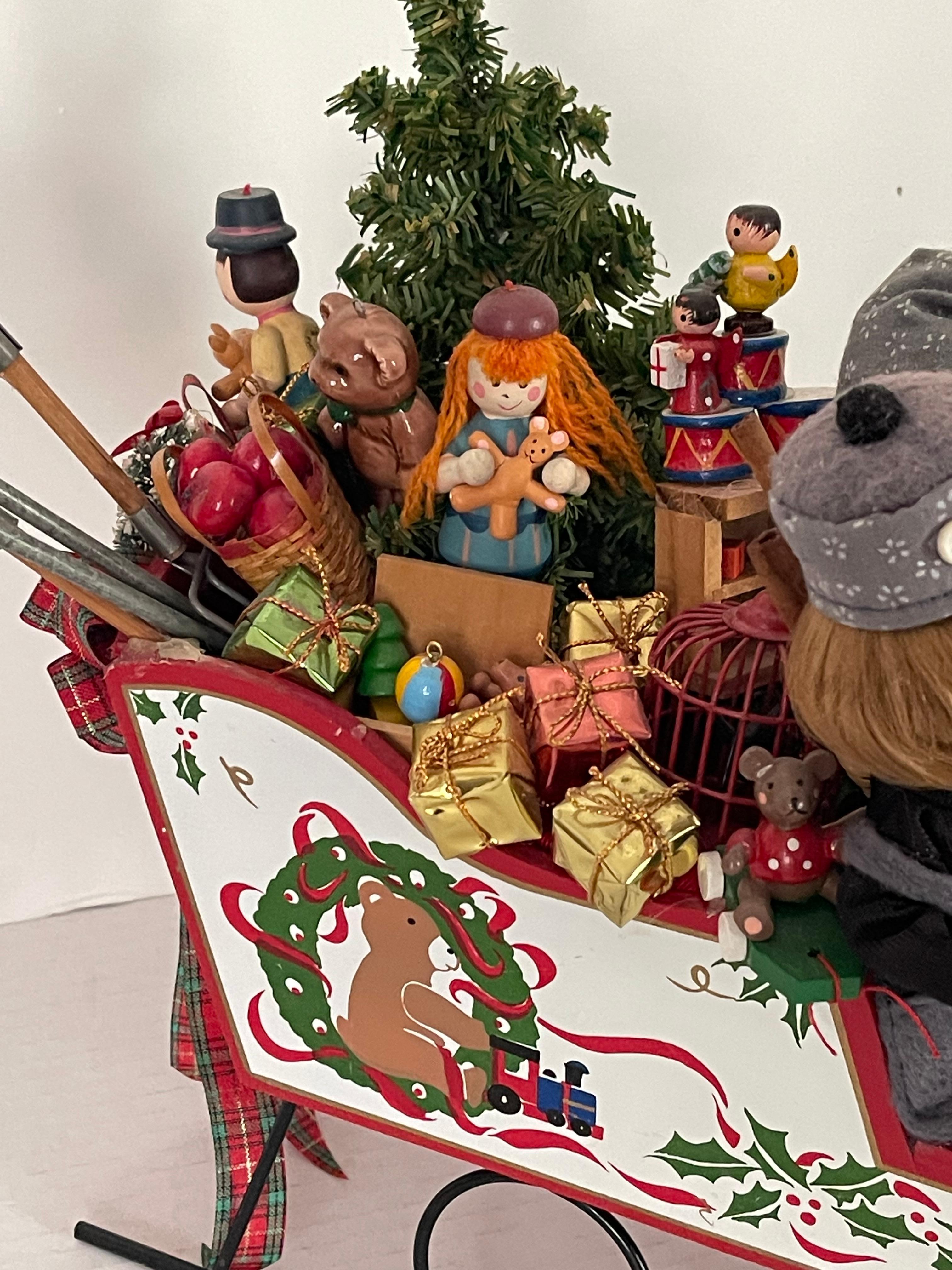 Albero di Natale di Babbo Natale con panchina Carro di Natale con giocattoli in vendita 3