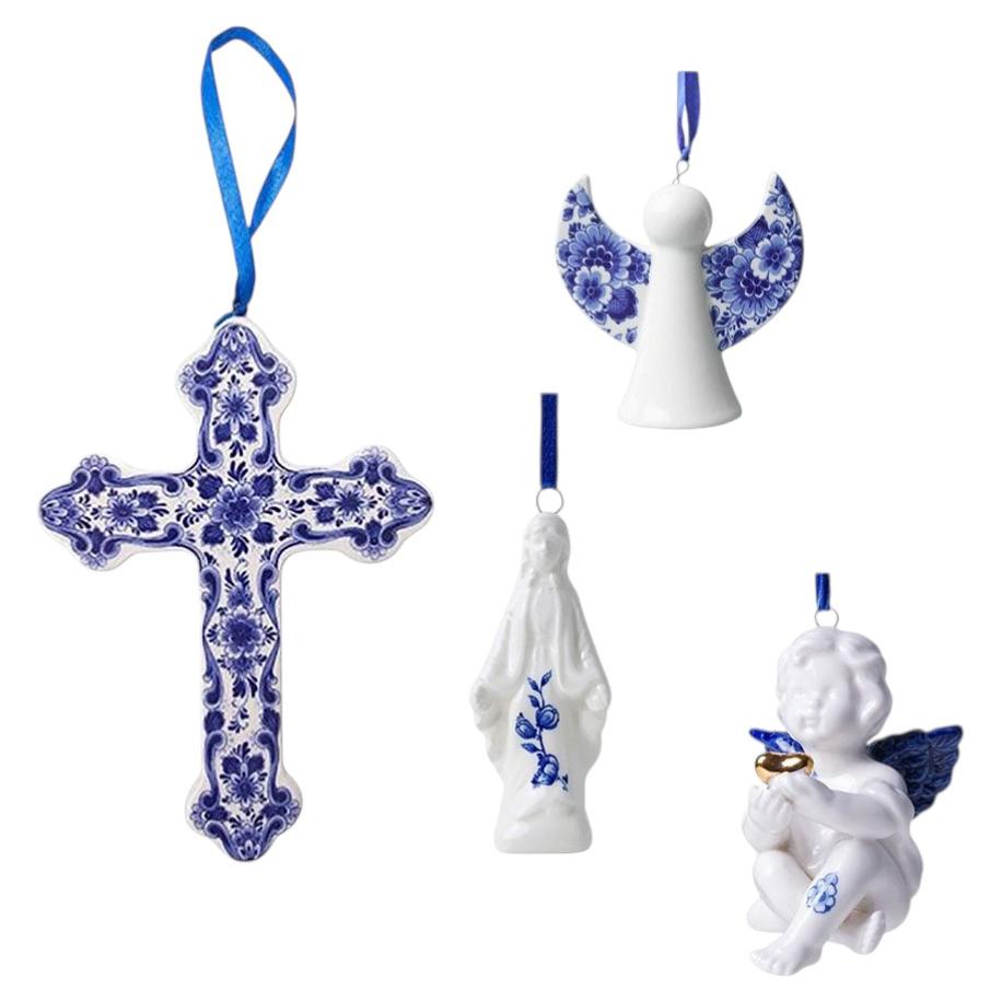 Set di ornamenti natalizi in ceramica di Delft Blu in vendita